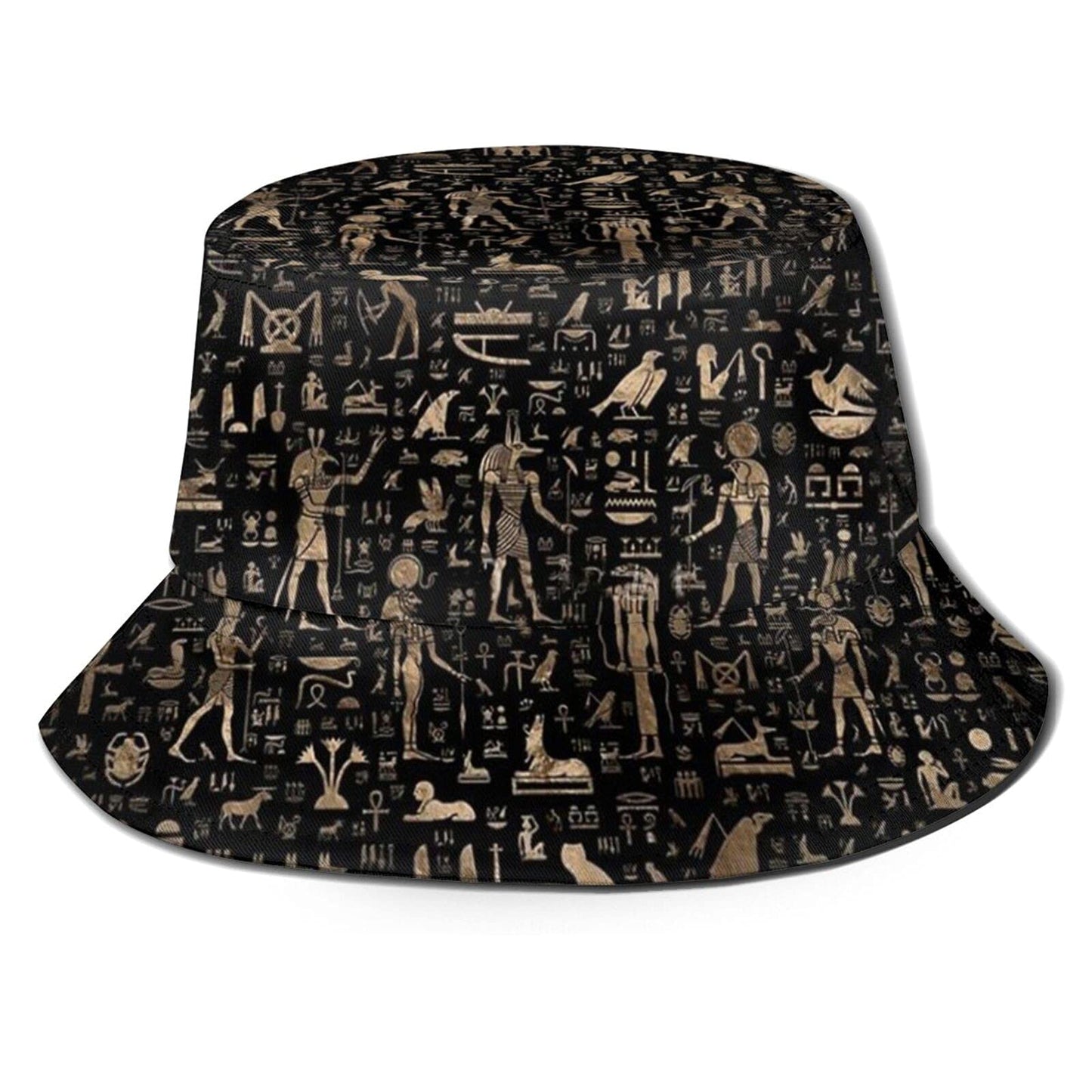Hieroglyphic Hat African Egyptian Culture Bucket Hat Summer Fisherman Cap Outdoor Beach Sun Hat