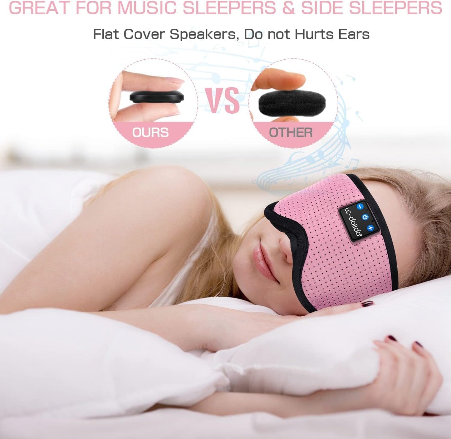 Lucid Dreaming Sleep Headphones, 3D Sleep Mask Bluetooth Wireless Music Eye Mask, Sleeping Headphones for Side Sleepers Sleep Mask with Bluetooth Headphones Ultra-Thin Stereo Speakers Perfect for Sleeping