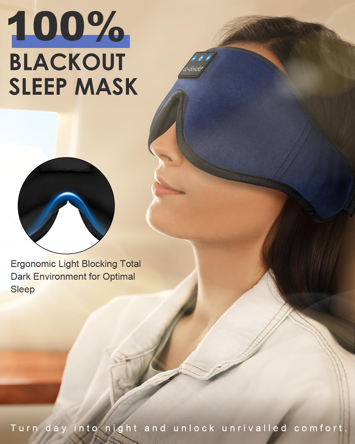 Lucid Dreaming Sleep Headphones, 3D Sleep Mask Bluetooth Wireless Music Eye Mask, Sleeping Headphones for Side Sleepers Sleep Mask with Bluetooth Headphones Ultra-Thin Stereo Speakers Perfect for Sleeping