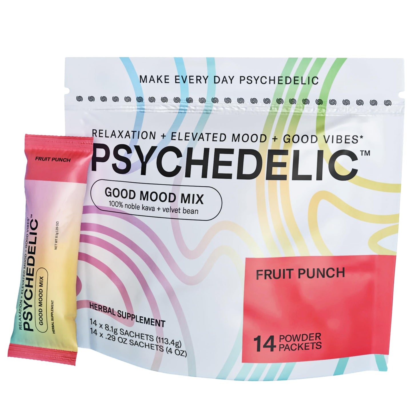 Easy Alcohol Alternative with Buzz - Calming Kava Drink Mix (14x5.5g) Flavored Kava Powder - Calming Drink Powder Packets - Easy Open Single Serving Drinks - 14 Calm Packets - Grape