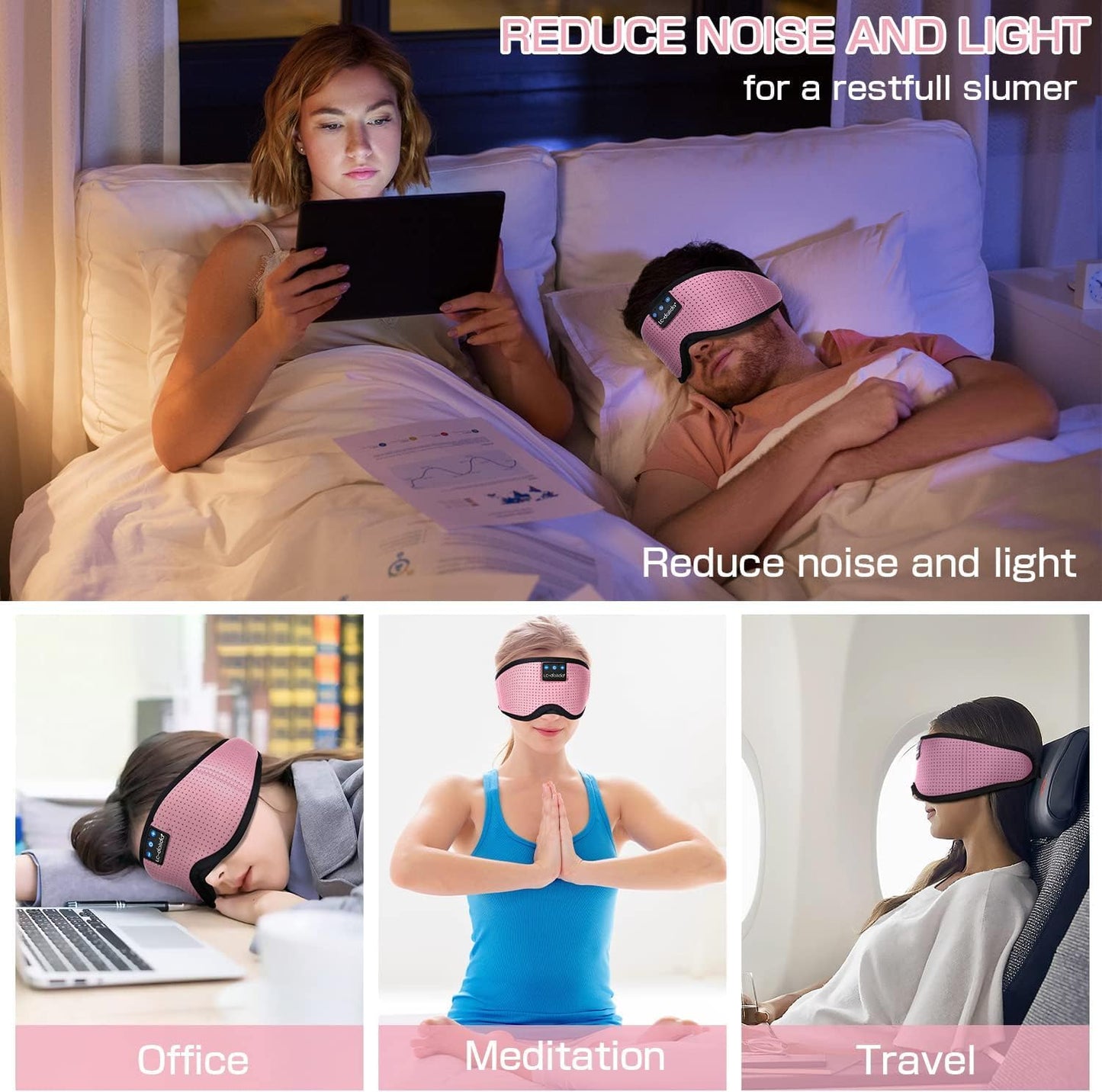 Lucid Dreaming Sleep Headphones, 3D Sleep Mask Bluetooth Wireless Music Eye Mask, Sleeping Headphones for Side Sleepers Sleep Mask with Bluetooth Headphones Ultra-Thin Stereo Speakers Perfect for Sleeping