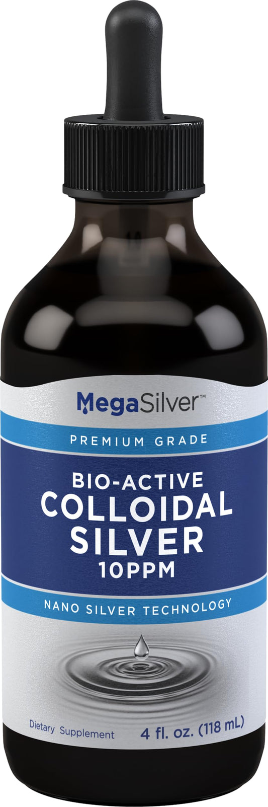 Collodial Silver Drops | 10 ppm | 4 oz | Bio-Active | Convenient Liquid | Nano Silver Technology | Non-GMO, Gluten Free