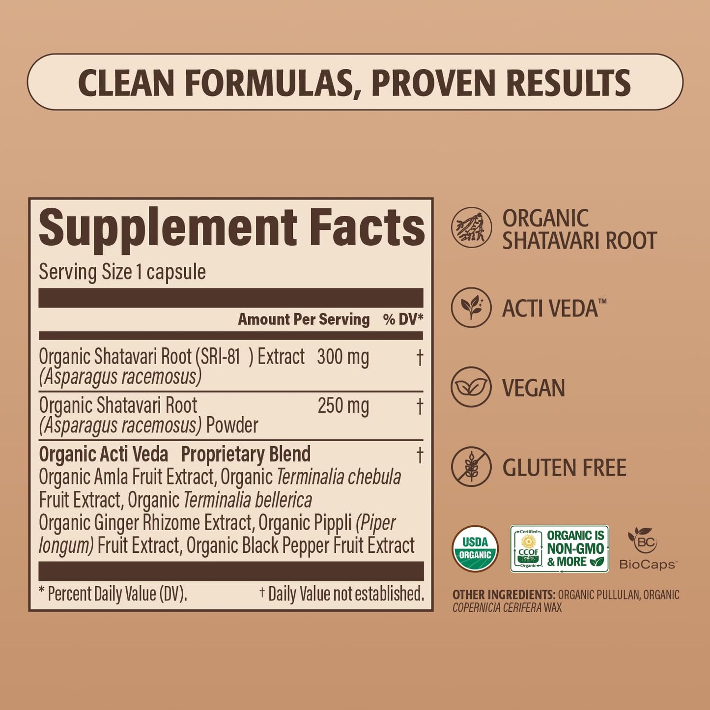 ELEVATE ORGANIC SRI-81™ Shatavari Vegan Capsules for Women, Asparagus racemosus Root Extract with Acti Veda™ (30 Servings)