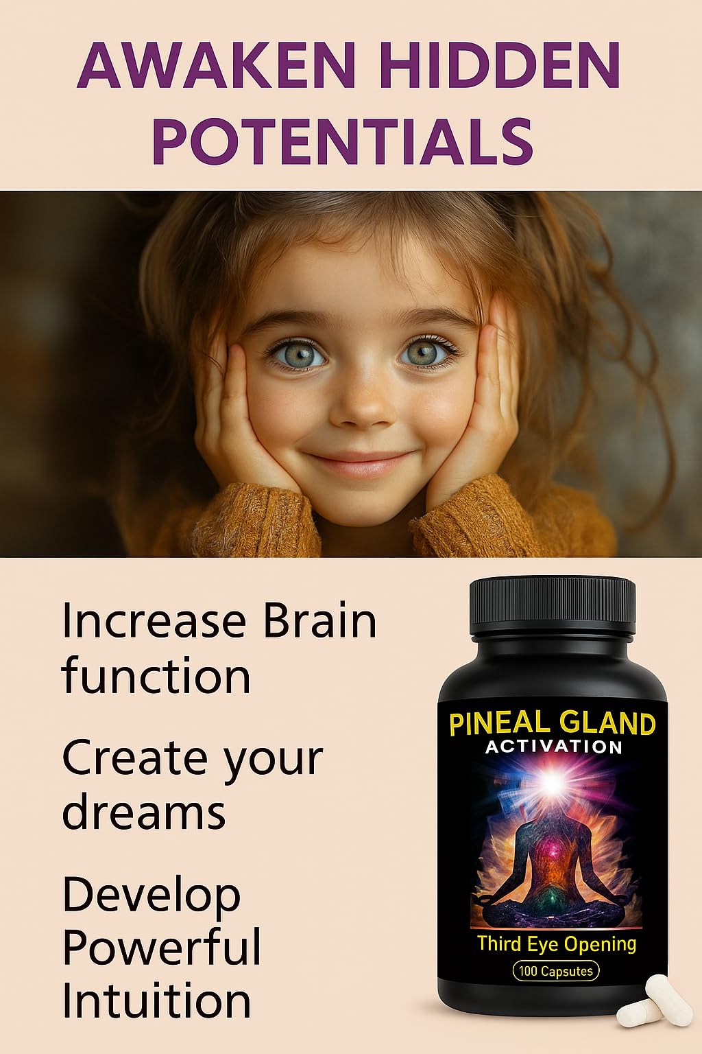 Pineal Gland Activation Opens 3rd Eye 👁️ Supports Decalcification, Third Eye Awakening, Cognitive Function & Intuition, and Mental Clarity Promotes Lucid Dreams & Astral Projection Enhanced Meditative States.