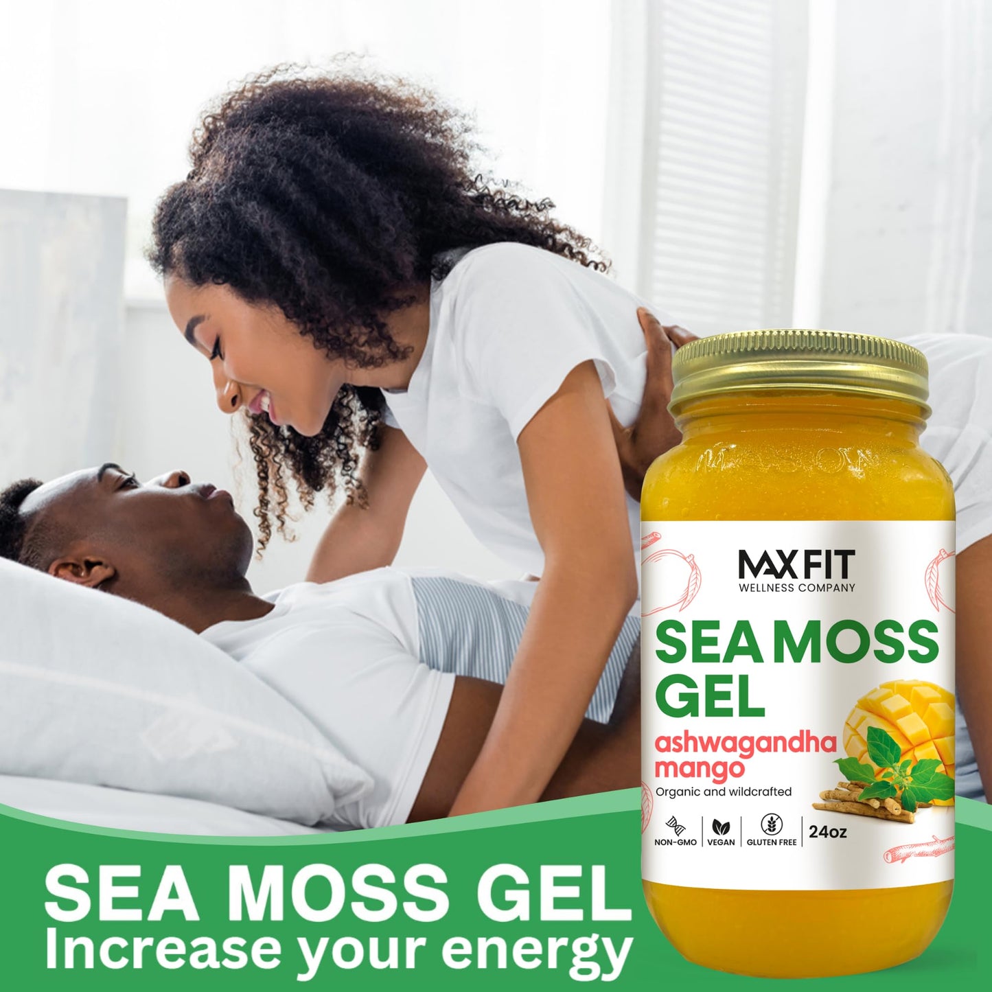 Sea Moss Gel Organic Raw (12 Flavors) 24oz Wildсrafted Gold Sea Moss Gel from Saint Lucia | 92 Vitamins and Minerals | Pure Raw+Non-GMO | Vegan Superfood