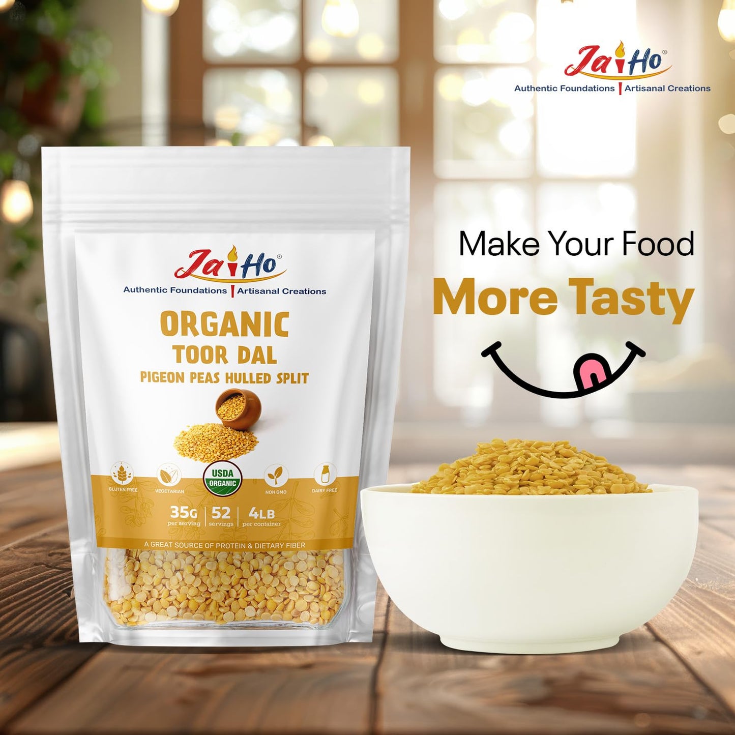 Jai Ho Certified Organic Toor Dal 4 lb | Pigeon Peas Has Anti Sickling Properties Great For Combating Sickle Cell Anemia A Nigerian Phytomedicine Called Ciklavit.