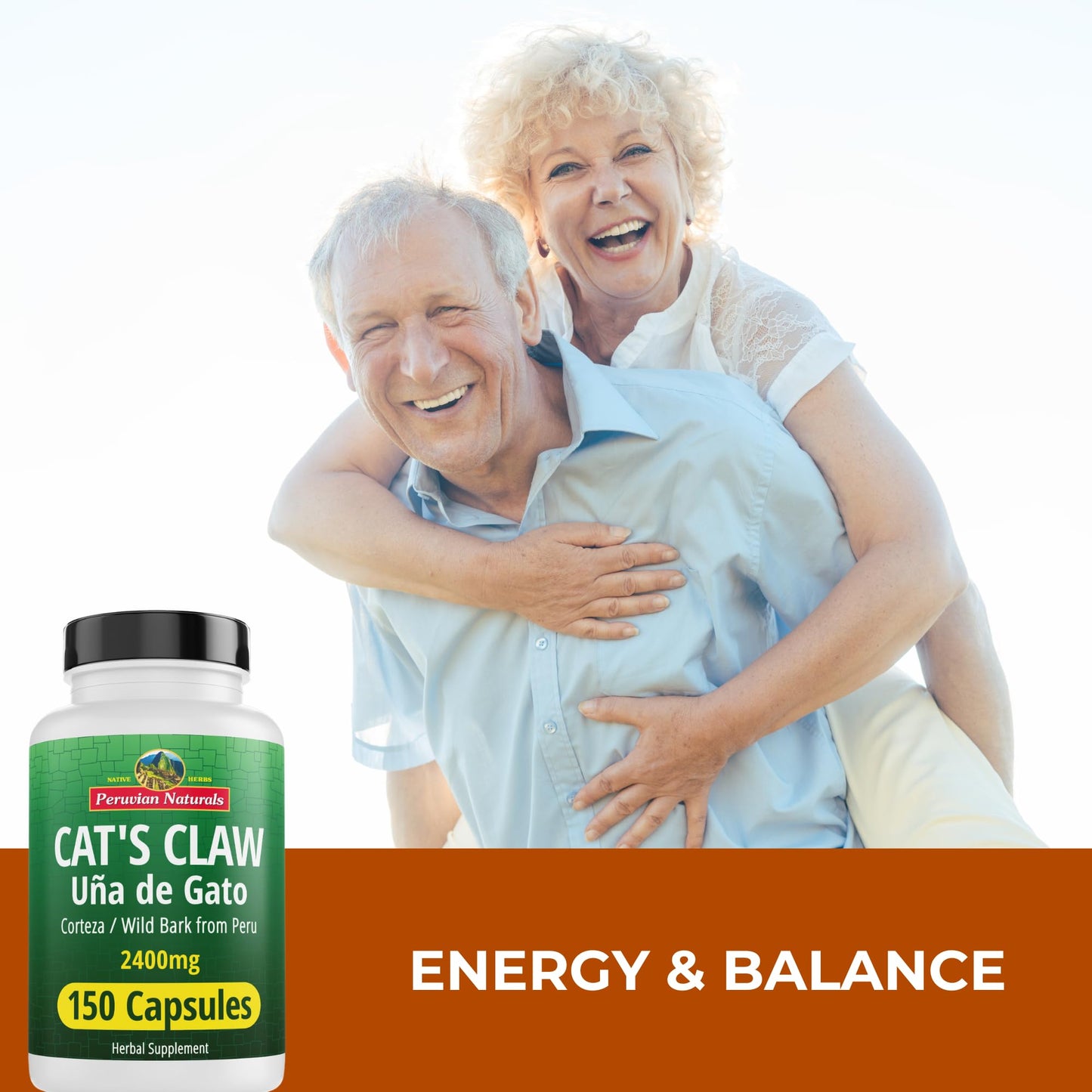 Peruvian Naturals Cat's Claw Herbal Supplement 150 Capsules - Uña de Gato 2400mg of Vegan, 100% Natural Cats Claw Bark Grown in Peru, Non-GMO, Uncaria Tomentosa UNA de Gato