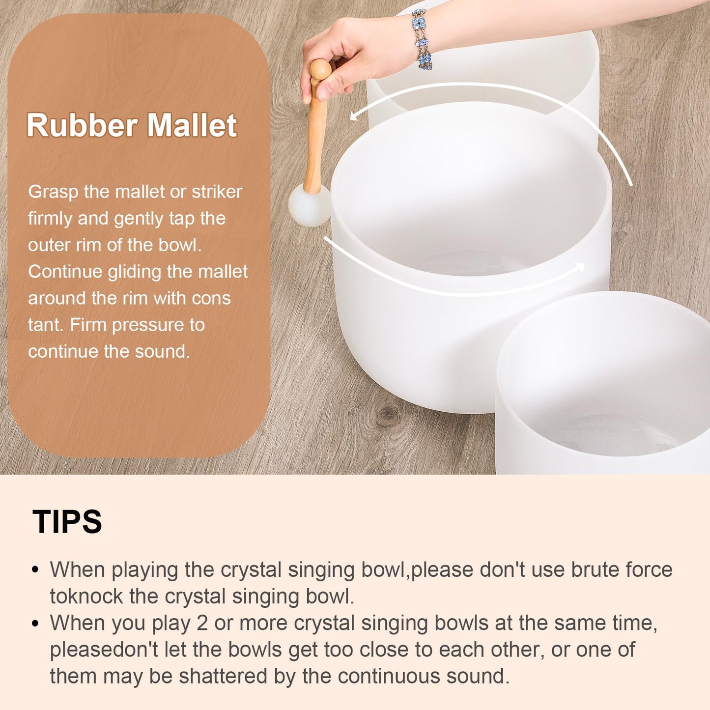 Sevenbowls Singing Bowls 432hz B Note 8-Inch Crystal Singing Bowl With A Free Mallet And O-Ring For Sound Healing, Meditation, Yoga, and Sound Baths