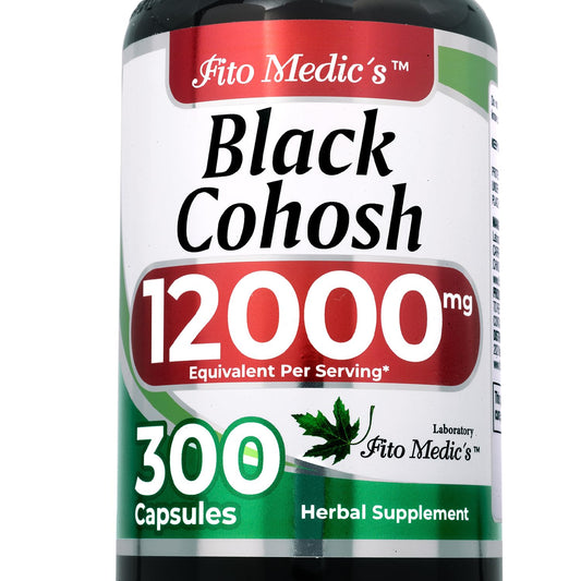 FITO MEDIC'S Black Cohosh Root Extract 12000 mg Equivalent, Herbal Supplement for Women Helps To Manage Menopause Symptoms, Particularly Hot Flashes & Night Sweats (Vasomotor Symptoms) Used to Support Fertility, For Ovulation Induction in Women.