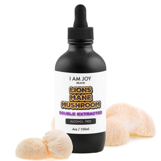 I Am Joy: Lions Mane Mushroom Liquid Extract (Alcohol Free) Double Extraction - Pure, High Concentration, Organic Tincture 4oz 100ml