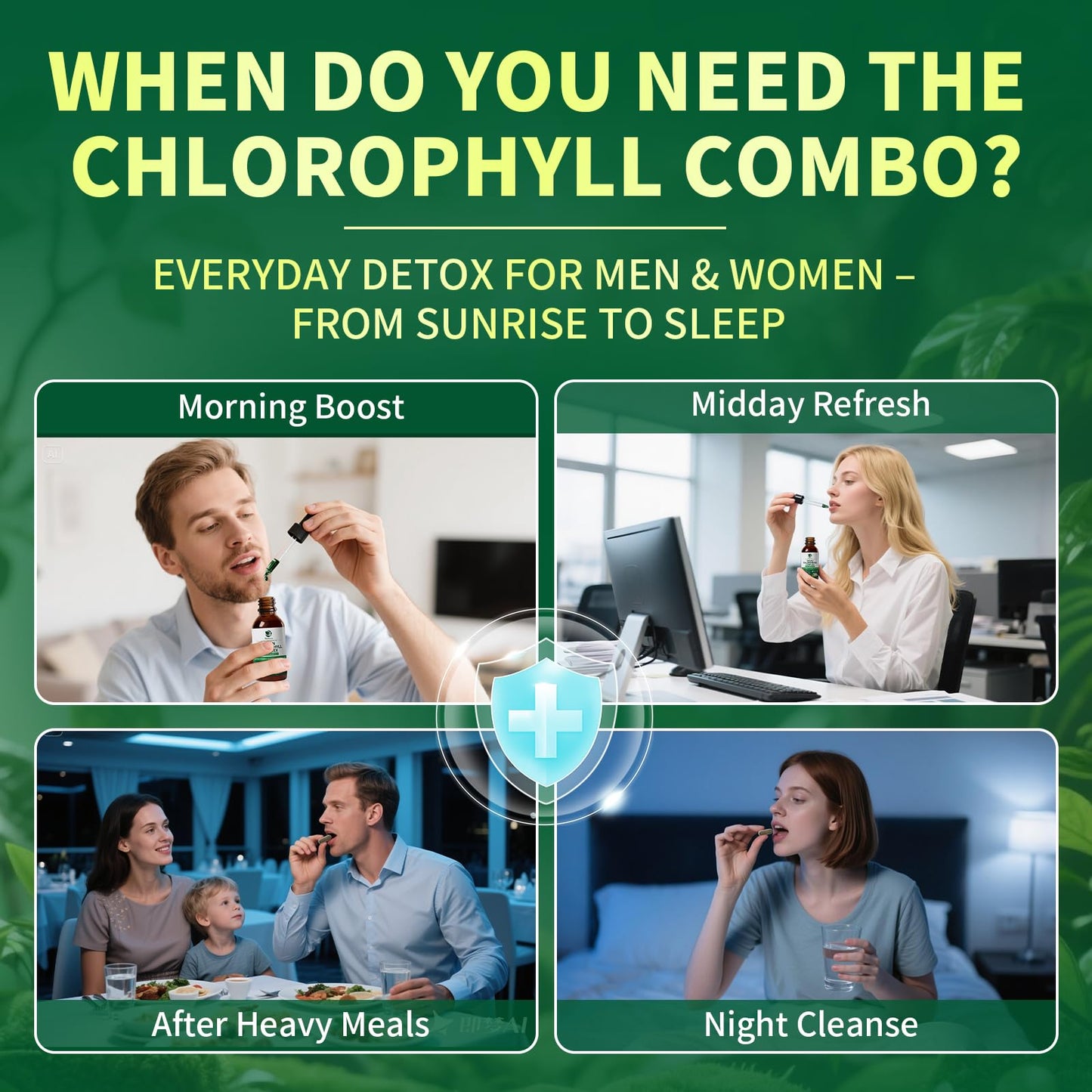 Lukaree Chlorophyll Liquid Drops & Capsules Combo, Dual Action Support for Cleansing, Energy & Oral Freshness, Immune Support, Internal Deodorant, Skin & Gut Health, Vegan, Sugar-Free, 2Oz + 120 Caps