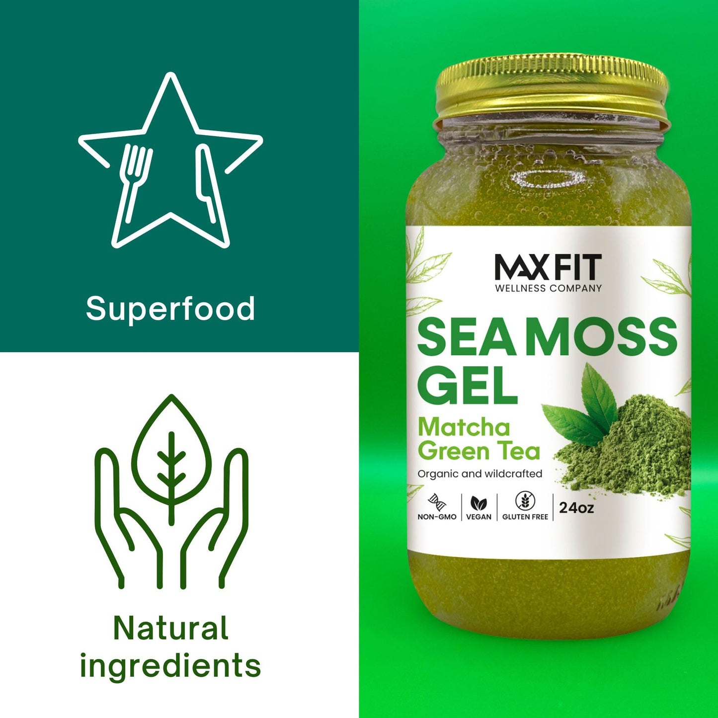 Sea Moss Gel Organic Raw (12 Flavors) 24oz Wildсrafted Gold Sea Moss Gel from Saint Lucia | 92 Vitamins and Minerals | Pure Raw+Non-GMO | Vegan Superfood