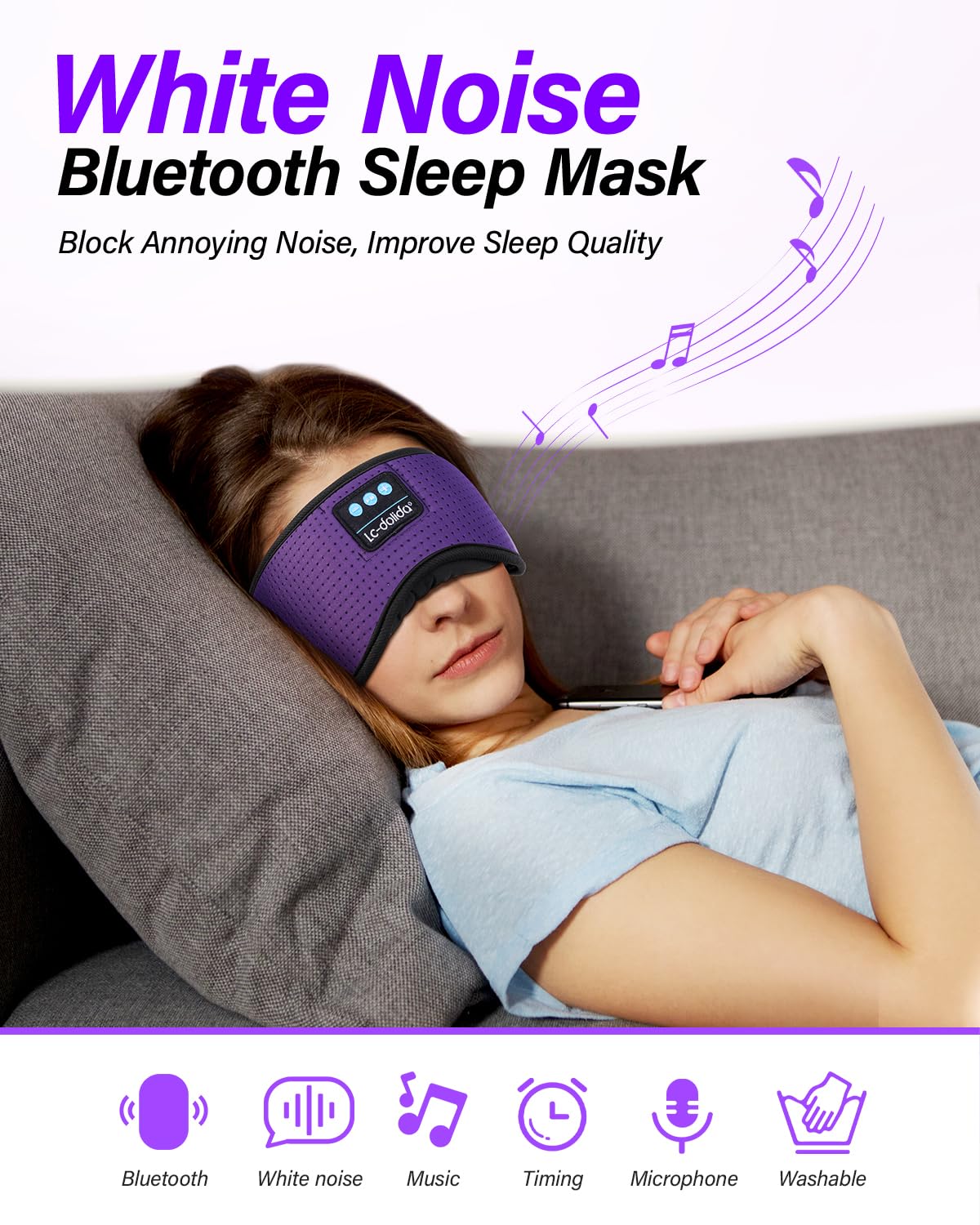 Lucid Dreaming Sleep Headphones, 3D Sleep Mask Bluetooth Wireless Music Eye Mask, Sleeping Headphones for Side Sleepers Sleep Mask with Bluetooth Headphones Ultra-Thin Stereo Speakers Perfect for Sleeping