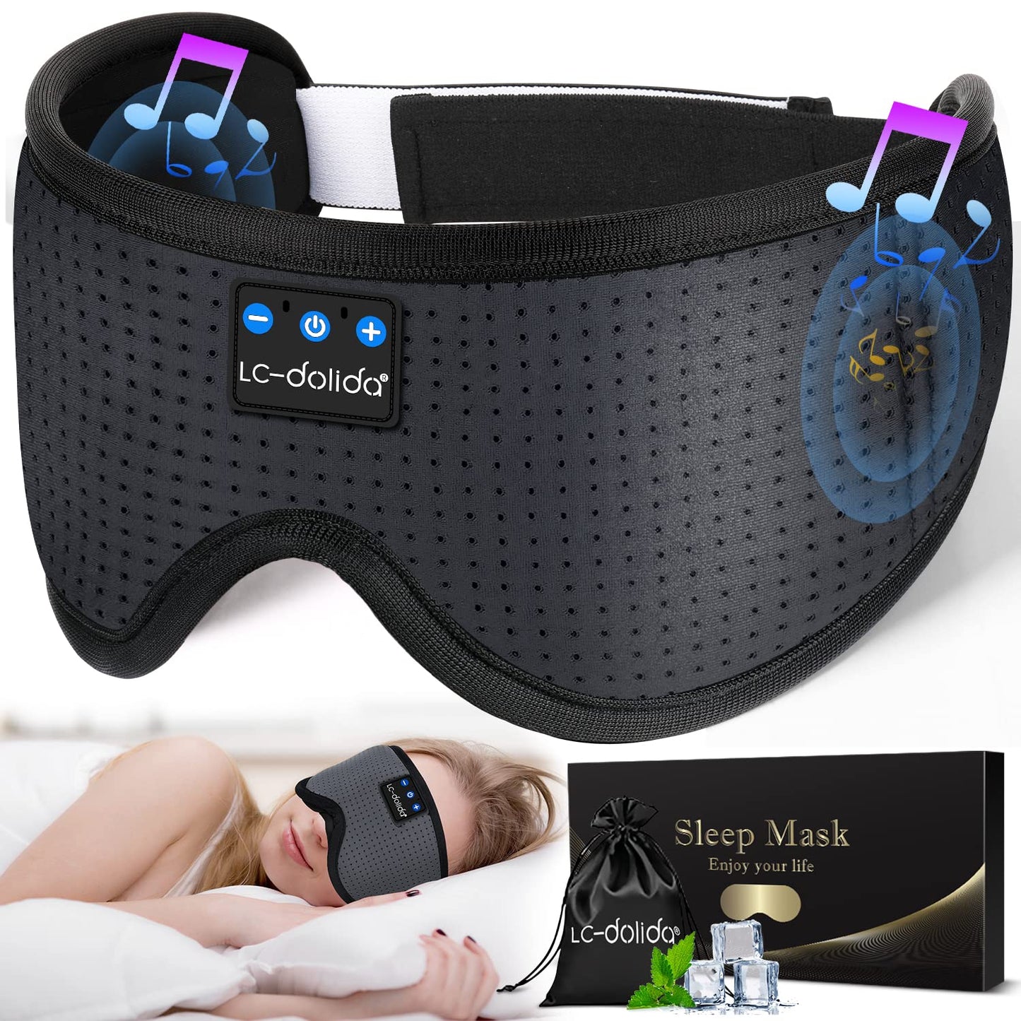 Lucid Dreaming Sleep Headphones, 3D Sleep Mask Bluetooth Wireless Music Eye Mask, Sleeping Headphones for Side Sleepers Sleep Mask with Bluetooth Headphones Ultra-Thin Stereo Speakers Perfect for Sleeping