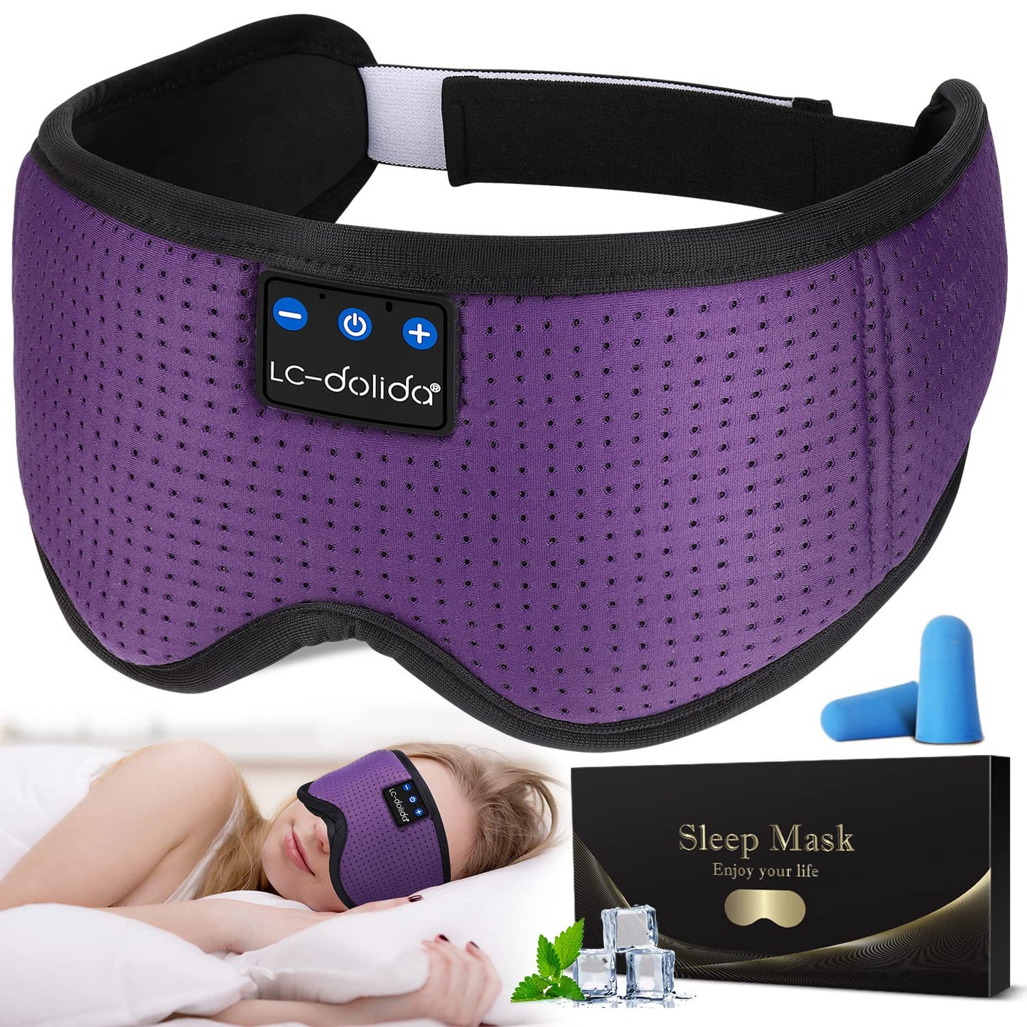 Lucid Dreaming Sleep Headphones, 3D Sleep Mask Bluetooth Wireless Music Eye Mask, Sleeping Headphones for Side Sleepers Sleep Mask with Bluetooth Headphones Ultra-Thin Stereo Speakers Perfect for Sleeping