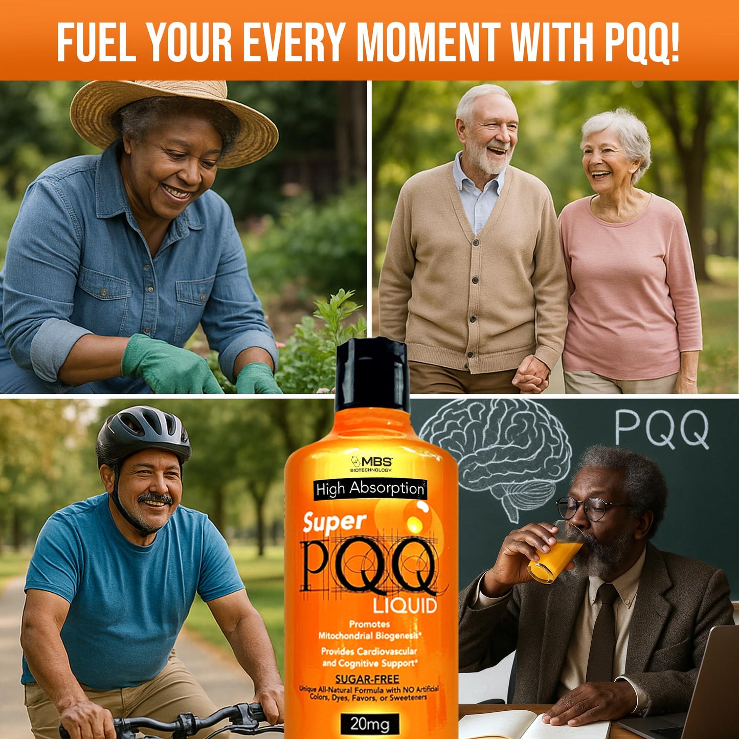 Cellular Biotechnology - Super PQQ Liquid - Highly Absorbable Pyrroloquinoline Quinone 20 Milligram, Best Liquid PQQ for Mitochondrial Biogenesis 🧬Supports Heart Health, Cognitive Function and Mental Focus 🧠
