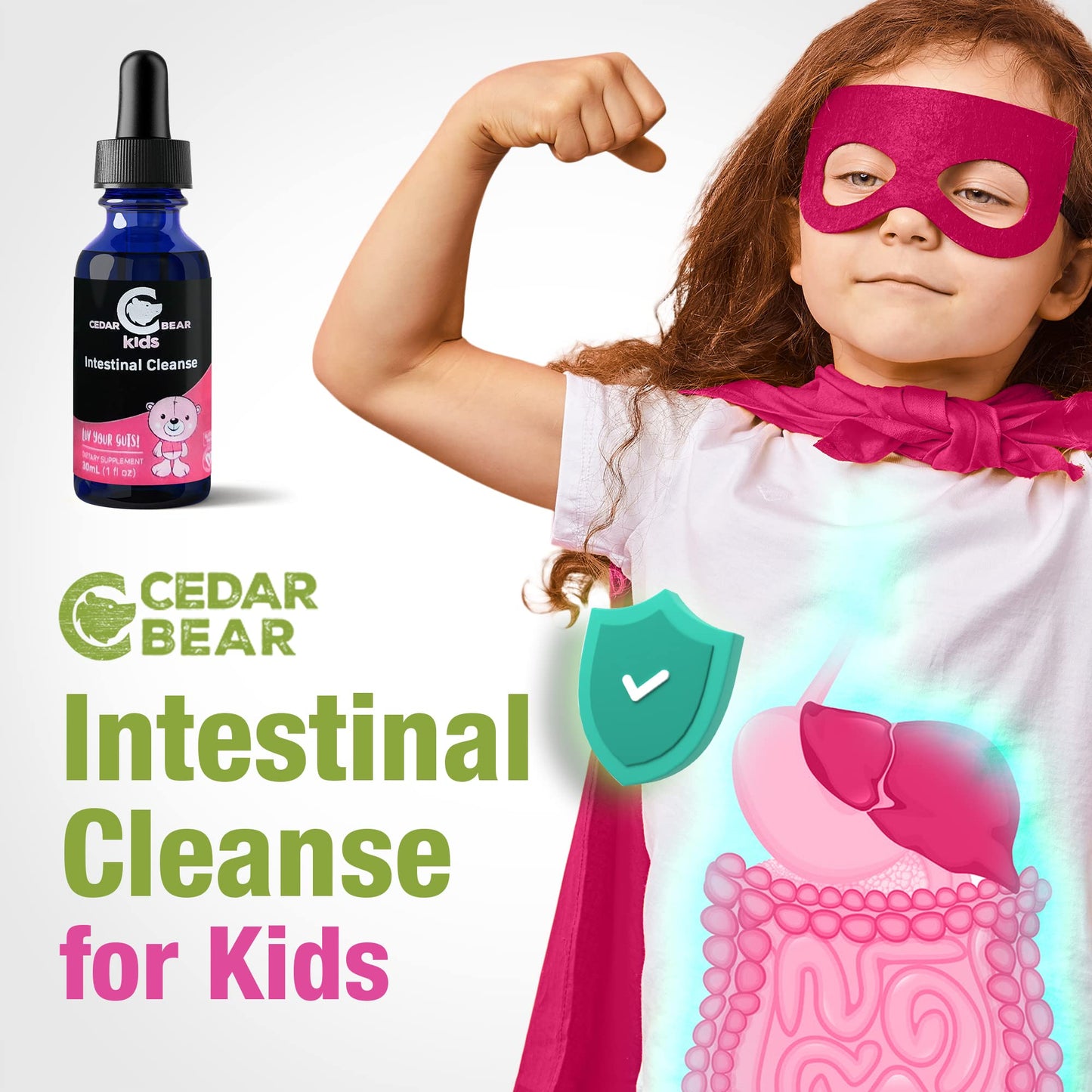 Parasite Cleanse for kids Cedar Bear - Intestinal Cleanse for Kids, Liquid Herbal Supplement for Detox and Digestive Cleanse with Natural Herbs, Alcohol-Free Gut Cleanse Drops for Children, 1 fl oz / 30 ml