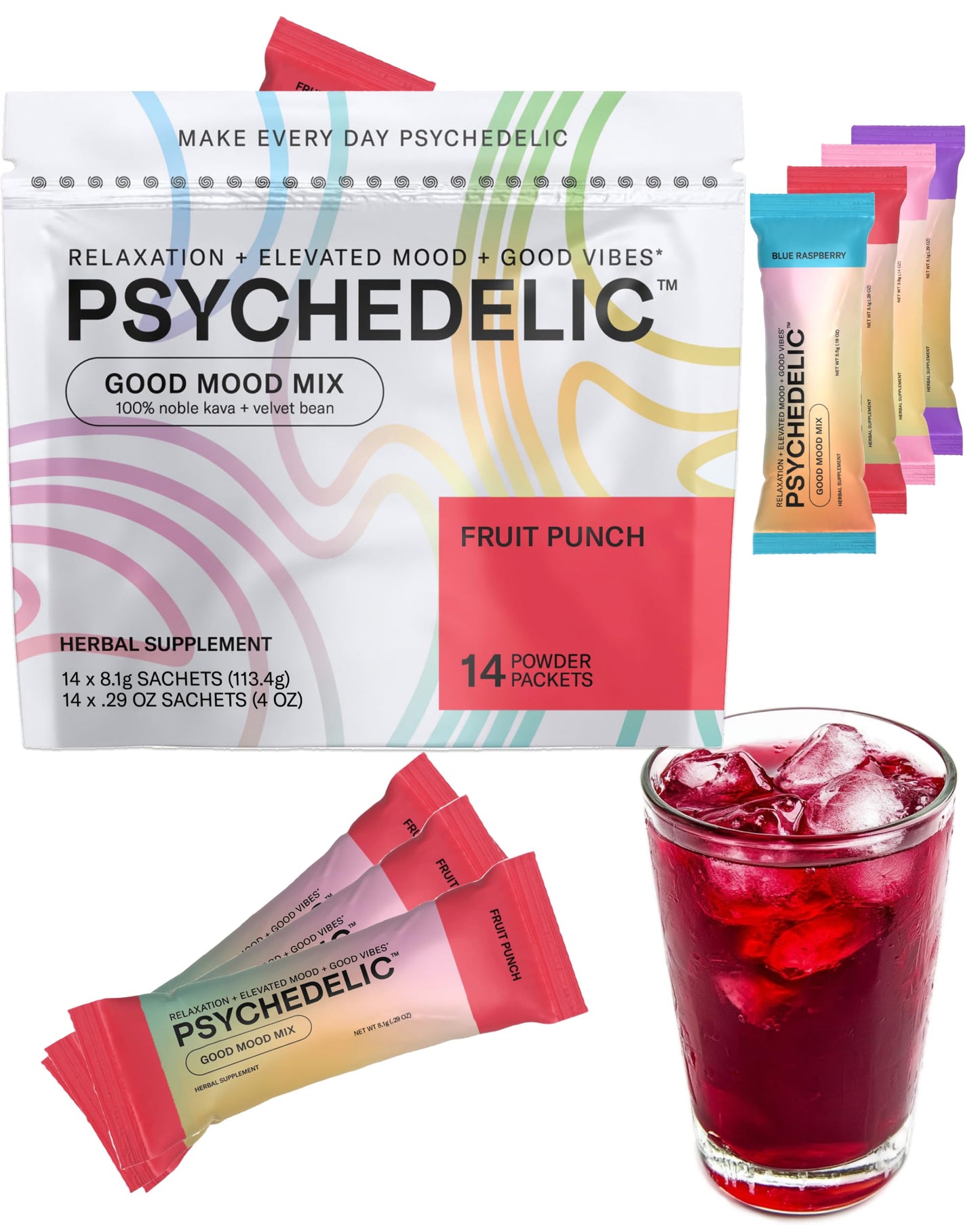 Easy Alcohol Alternative with Buzz - Calming Kava Drink Mix (14x5.5g) Flavored Kava Powder - Calming Drink Powder Packets - Easy Open Single Serving Drinks - 14 Calm Packets - Grape