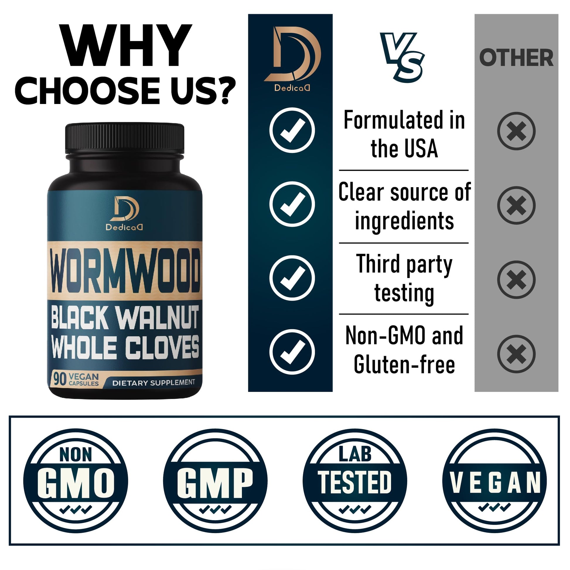 Sweet Wormwood Black Walnut Whole Clove Capsules Parasite Cleanse.