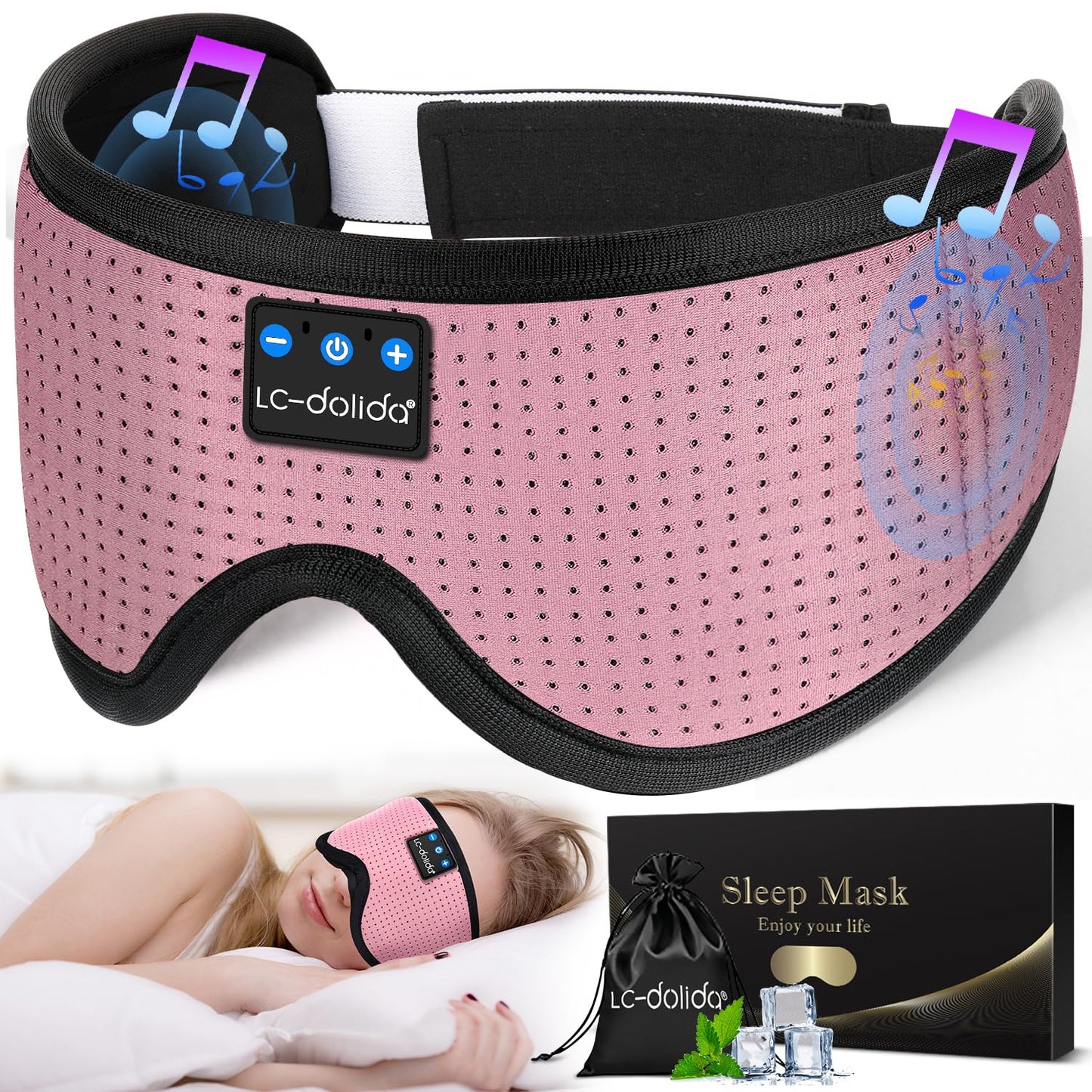 Lucid Dreaming Sleep Headphones, 3D Sleep Mask Bluetooth Wireless Music Eye Mask, Sleeping Headphones for Side Sleepers Sleep Mask with Bluetooth Headphones Ultra-Thin Stereo Speakers Perfect for Sleeping