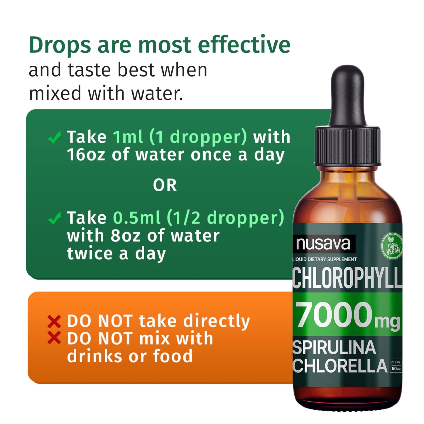 (2 Pack) Vegan Chlorophyll Liquid Drops 7000mg for Immune Support, Energy, Gut & Skin Health, 4-in-1 Liquid Chlorophyll Drops - 100mg, Spirulina, Chlorella, & Copper - Internal Deodorant, 4 Fl Oz Not Available in UK 🇬🇧