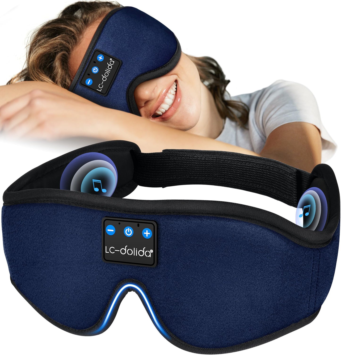 Lucid Dreaming Sleep Headphones, 3D Sleep Mask Bluetooth Wireless Music Eye Mask, Sleeping Headphones for Side Sleepers Sleep Mask with Bluetooth Headphones Ultra-Thin Stereo Speakers Perfect for Sleeping