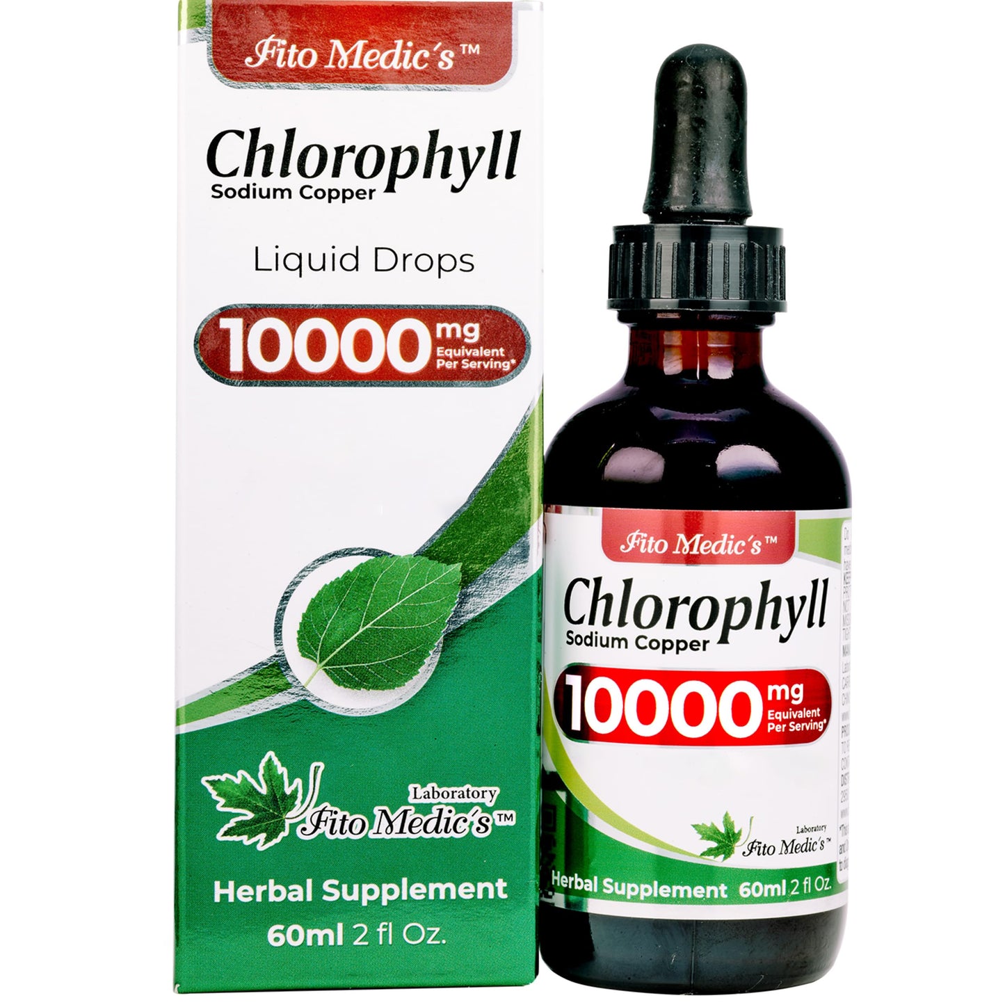 FITO MEDIC'S Lab | Liquid Chlorophyll Infused with Sodium Copper Removes Toxic Metals & Micro Plastics Vegan Detox Drops | 50 mg Extract per Serving.