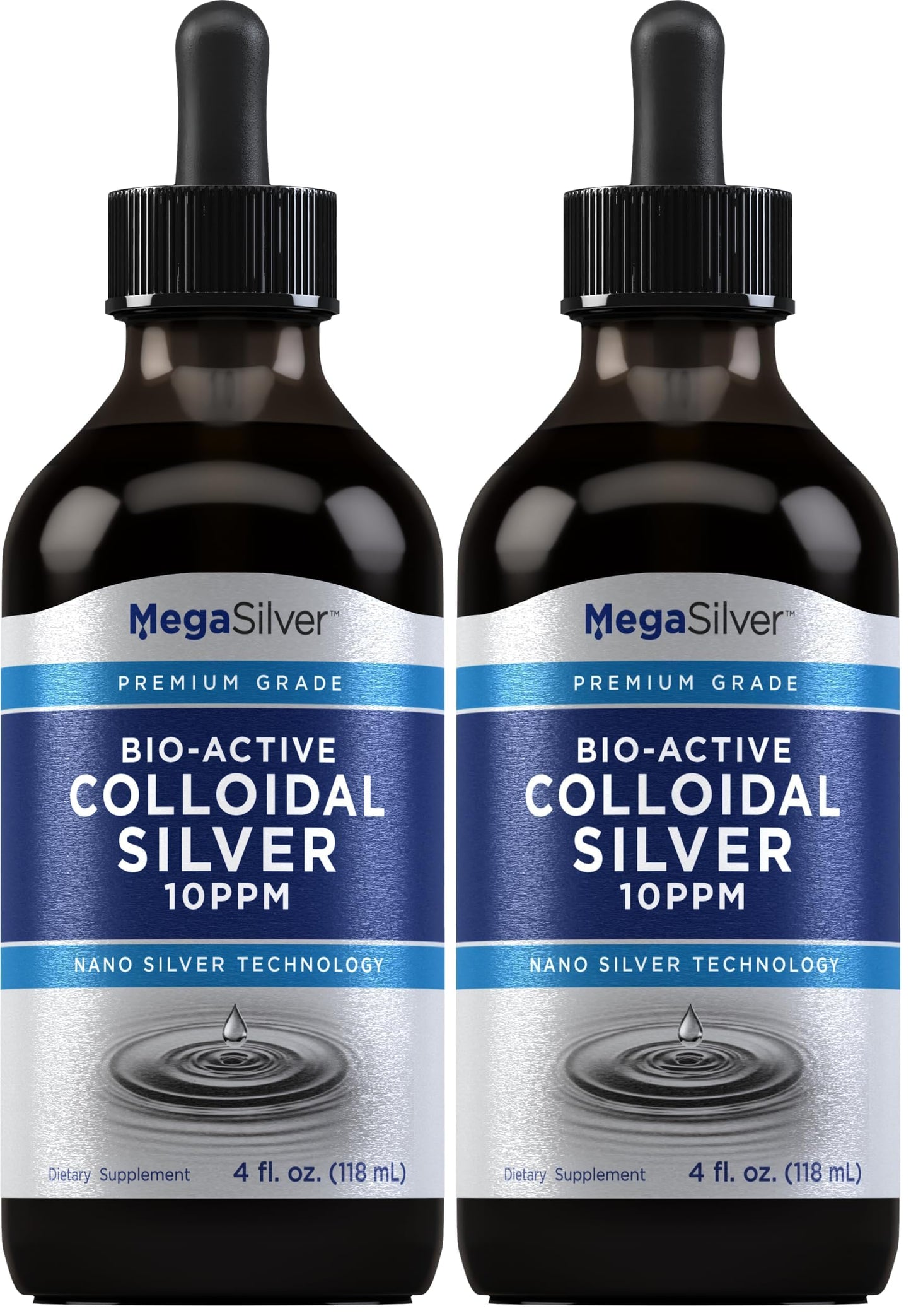 Colloidal Silver Liquid Drops | 10 ppm | 4 oz | Bio Active Premium Grade | Nano Silver Technology Decalcify & Activate the Pineal Gland 👁️| Non-GMO