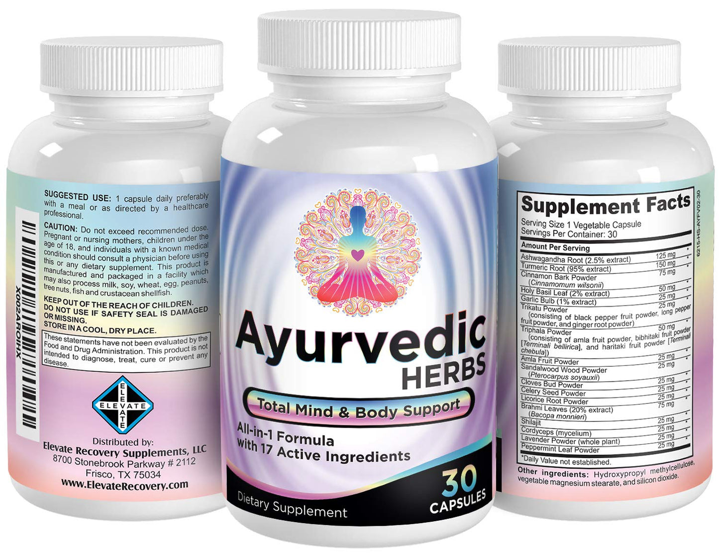 Ayurvedic Herbs 🧘🏽‍♂️ (All-in-1) Supplement Formula Pills - Ayurveda Mind, Body & Spirit Herbal Blend Complex with 17 Active Ingredients - Natural Ayurvedic Supplement Decalcifies & Activates Pineal Gland 👁️ Not Available in UK