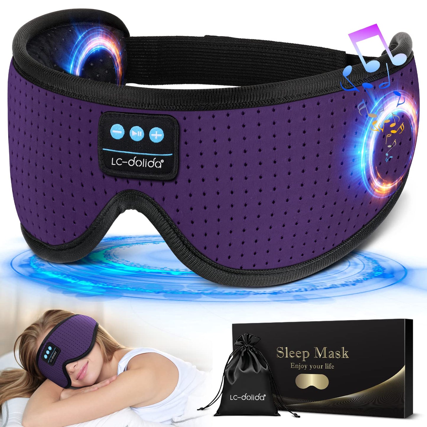 Lucid Dreaming Sleep Headphones, 3D Sleep Mask Bluetooth Wireless Music Eye Mask, Sleeping Headphones for Side Sleepers Sleep Mask with Bluetooth Headphones Ultra-Thin Stereo Speakers Perfect for Sleeping