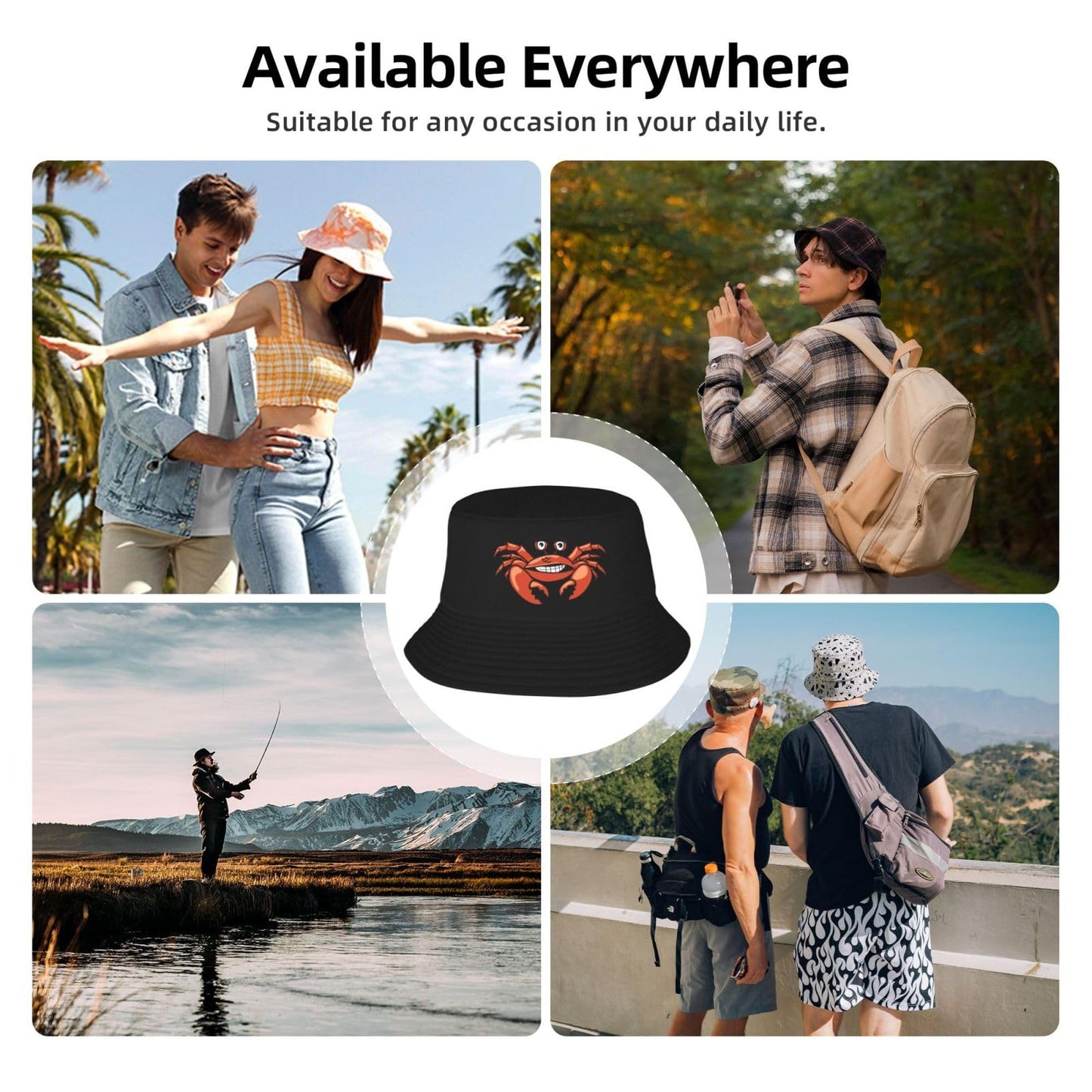 Ankh Cross Bucket Hats for Men Women Gifts Beach Outdoor Packable Ancient Egyptian Fisherman Caps Prevent Sun Hat