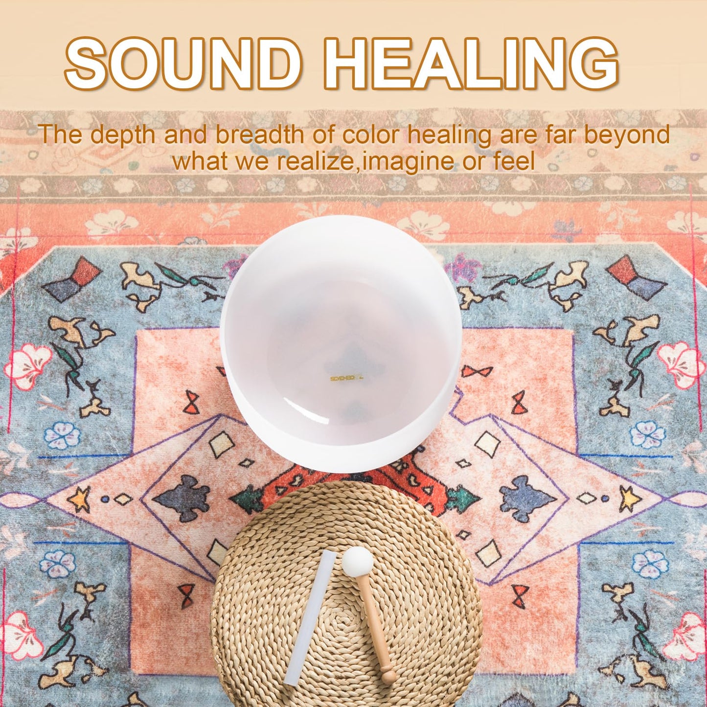 Sevenbowls Singing Bowls 432hz B Note 8-Inch Crystal Singing Bowl With A Free Mallet And O-Ring For Sound Healing, Meditation, Yoga, and Sound Baths