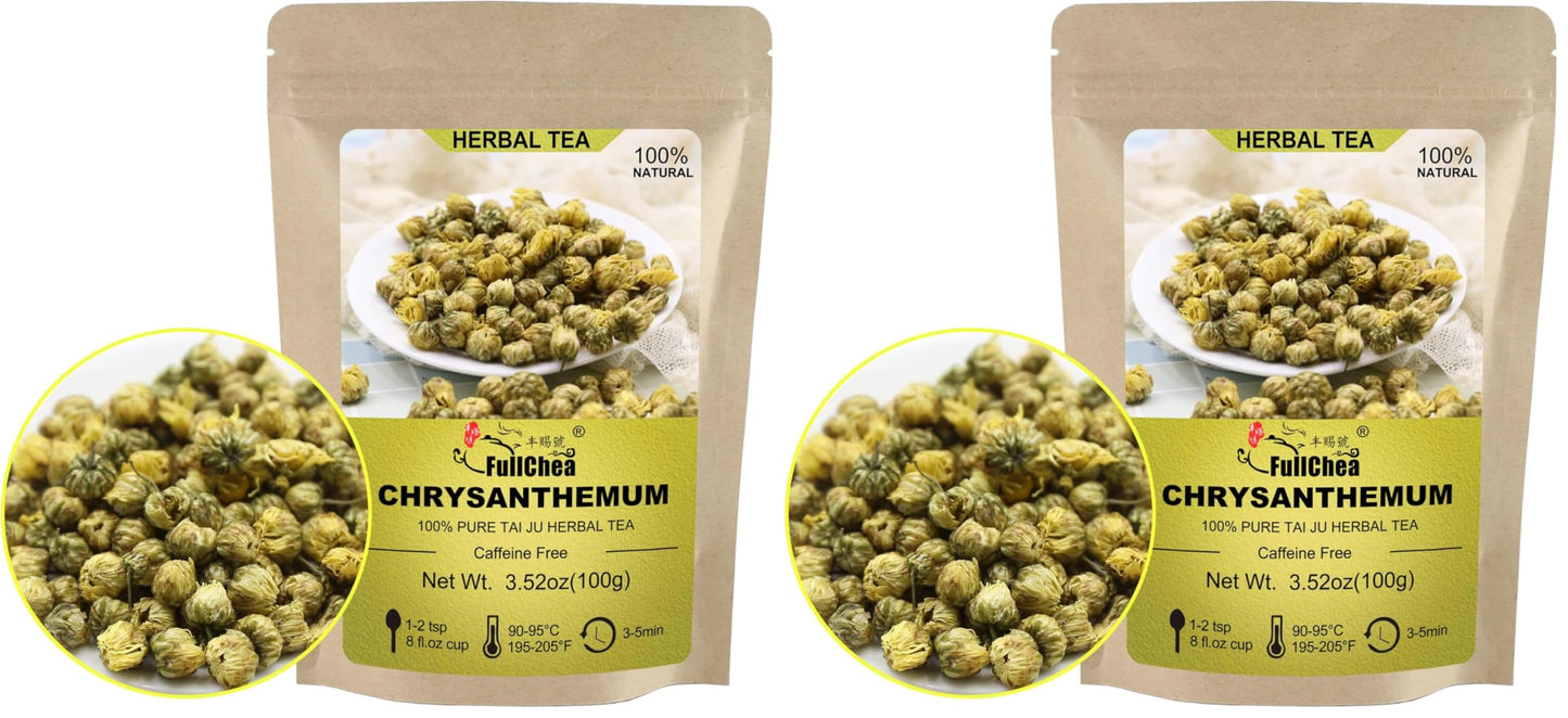 Chrysanthemum Herb - Premium Natural Dried Chrysanthemum Flower - Great For Pain ,Treats Headaches, Sleep Aid,Liver Health Great For Inflammation & Immune System Support Antioxidants Herbal Tea Loose Leaf - Non-GMO - Sweet & Fresh
