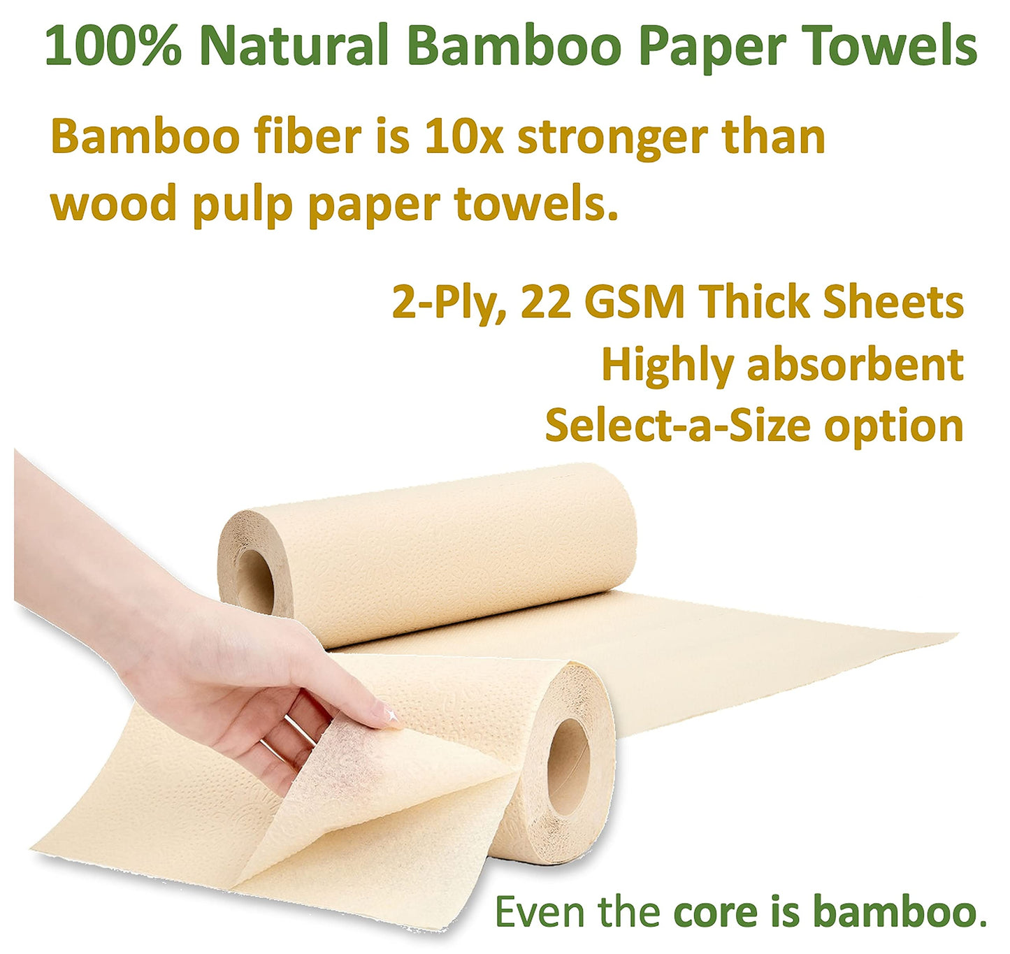 100% Bamboo, thick 3-ply toilet paper, tree-tree, unbleached, all natural, no chemicals 300 sheets per roll.