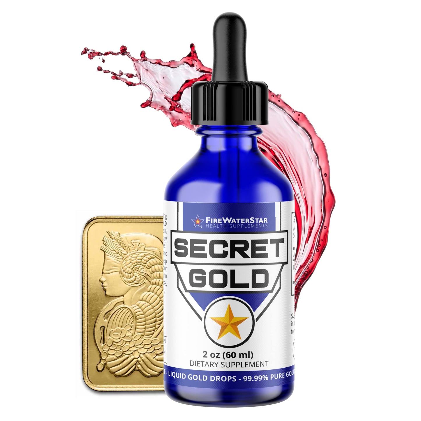 Colloidal Gold - Liquid Gold Drops - 99.99% Pure Swiss Gold - 100 ppm - Ruby Red - Real 24K Gold🏆 - Gold Water - Ascension Aid - Brain Boost - Enhance Awareness, Clarity, Dreams, and Intuition