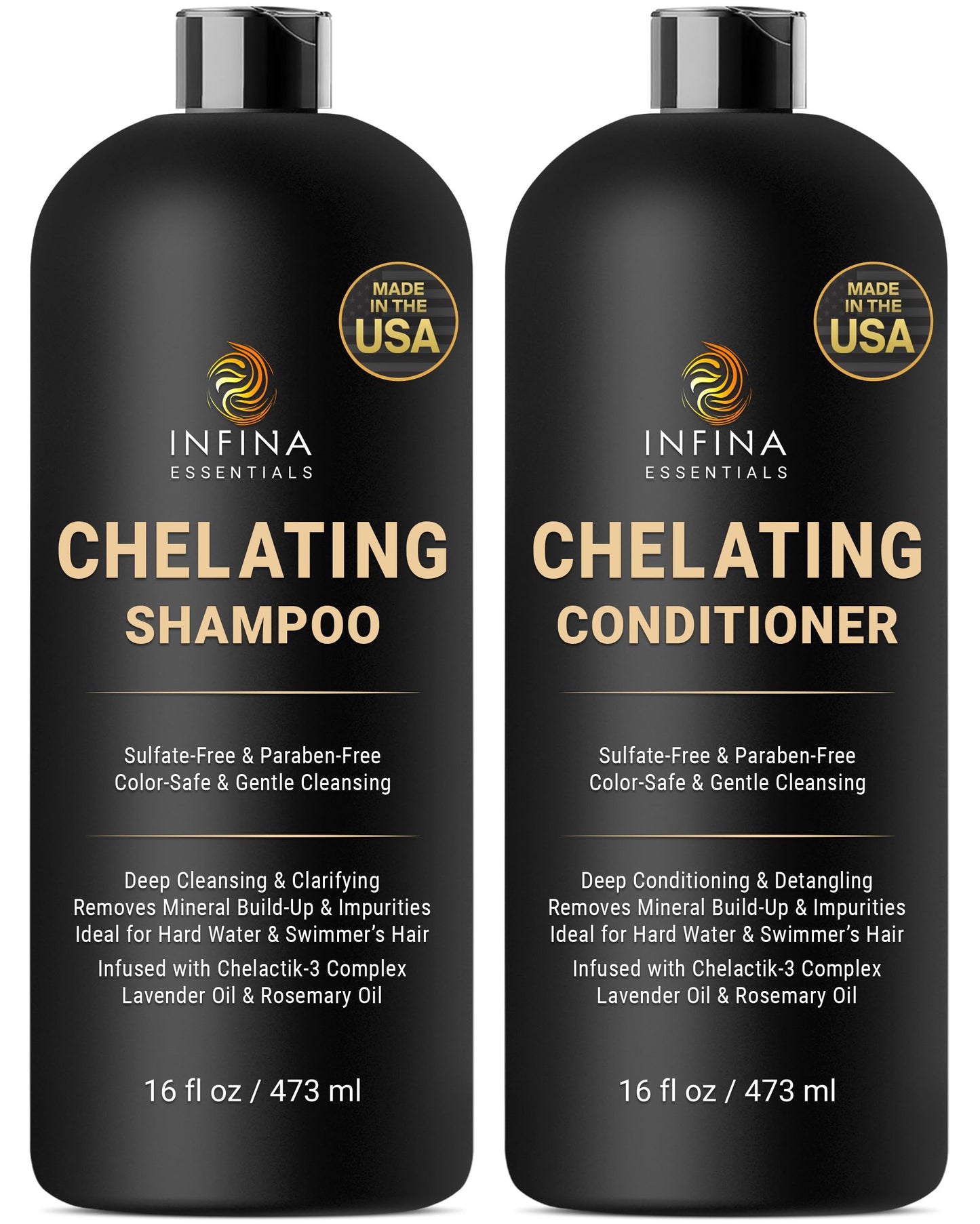 INFINA ESSENTIALS Remove Toxic Metals From Hair Chelating Hard Water Shampoo with Chelactik-3 & Rosemary Oil - Color Safe Metal Detox Shampoo for Build-Up & Swimmers Hair - 16 fl oz