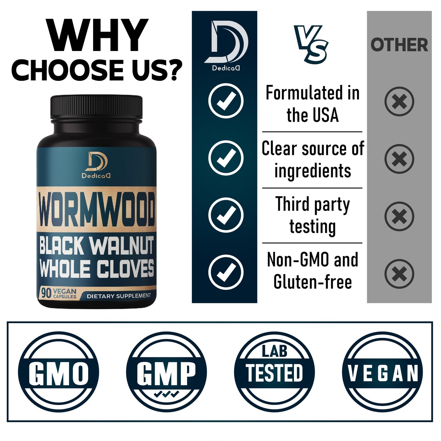 Parasite Cleanse Wormwood Extract  - 90 Capsules - 12 Herbs Blended Black Walnut Hulls, Clove & More not Available in UK not available in the Netherlands.