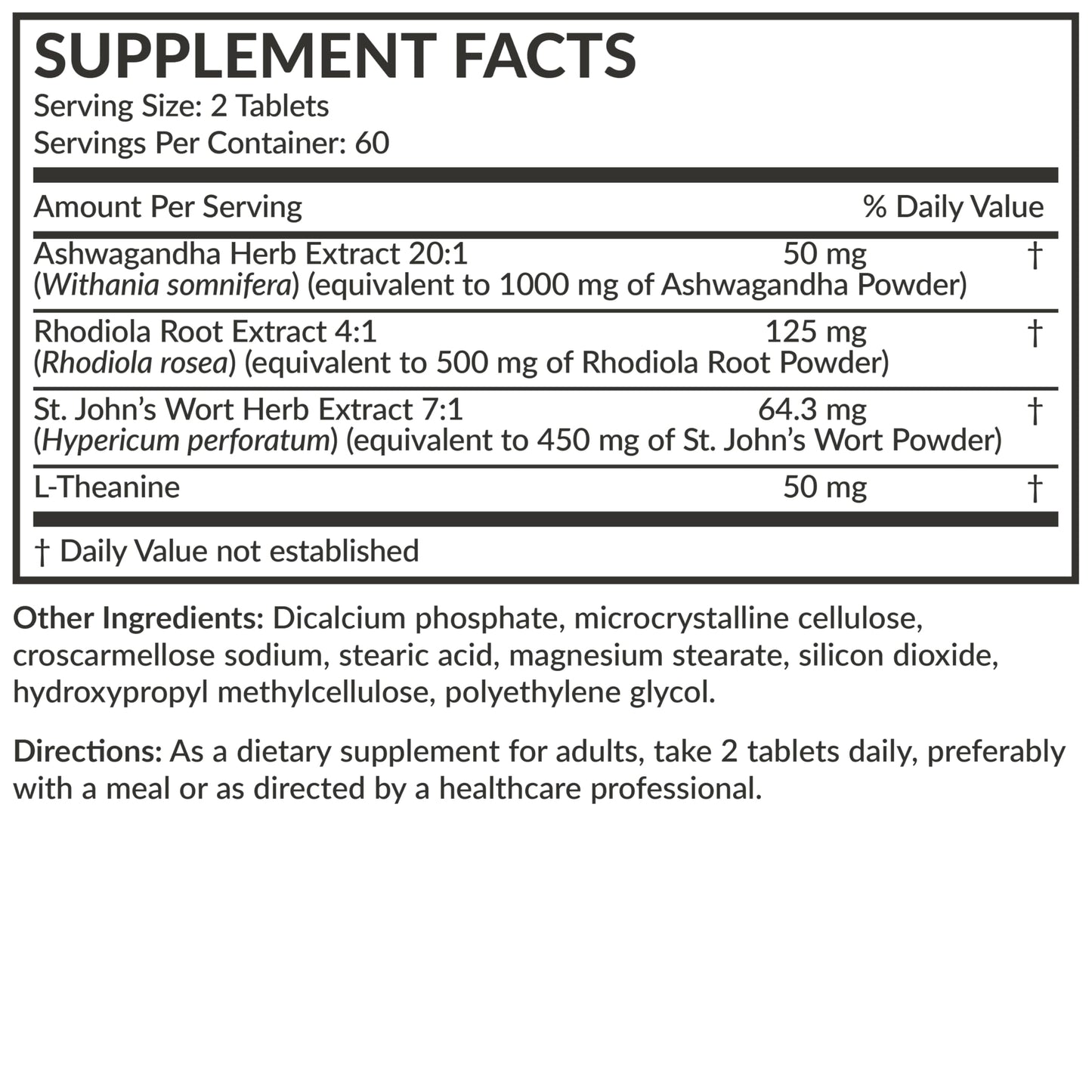 Futurebiotics Chill Pill + Ashwagandha, Rhodiola, St. John’s Wort, & L-Theanine 2000 MG per Serving - Non-GMO, 120 Vegetarian Tablets