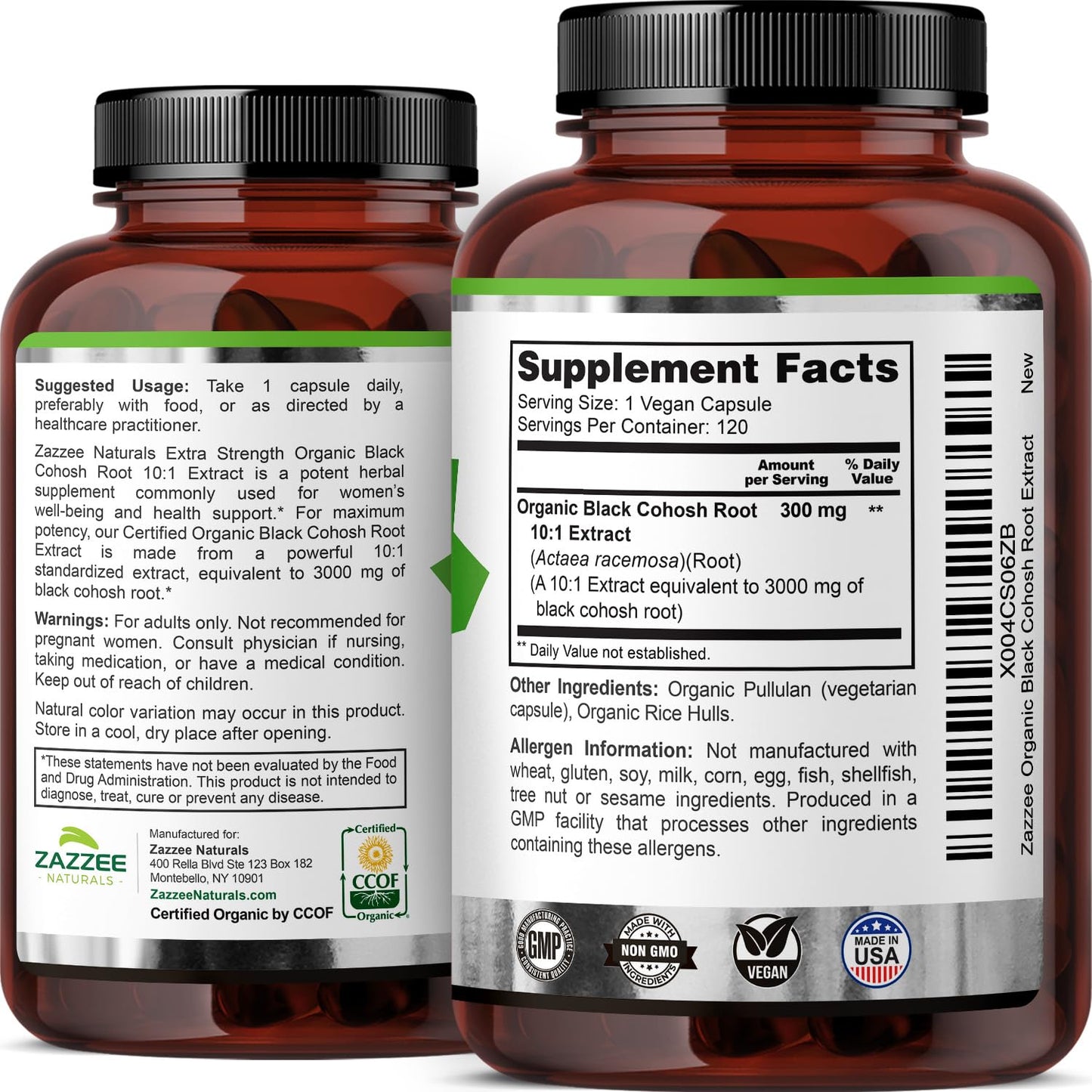 Organic Black Cohosh Black cohosh is often used to relieve hot flashes, night sweats, and other menopausal symptoms.