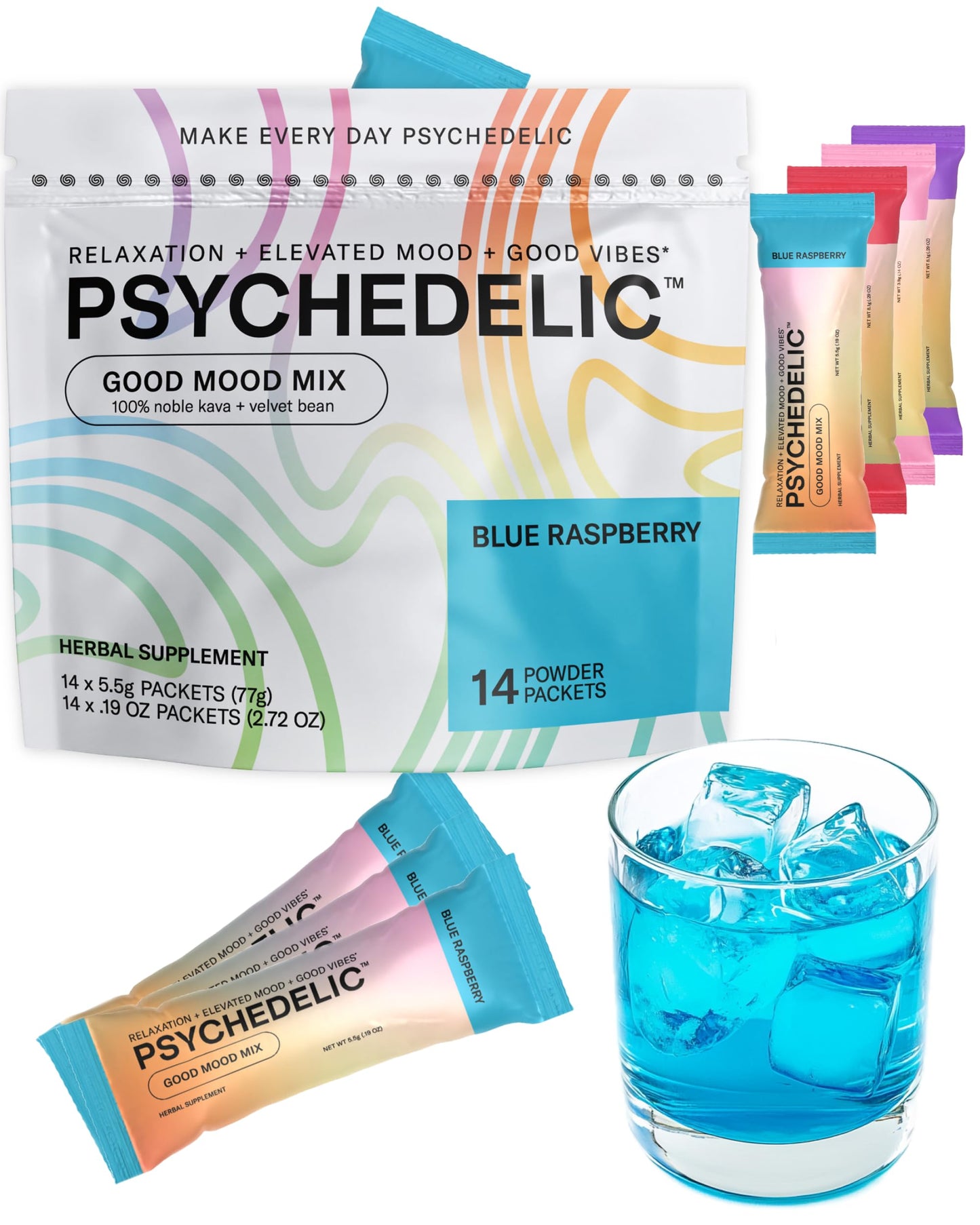 Easy Alcohol Alternative with Buzz - Calming Kava Drink Mix (14x5.5g) Flavored Kava Powder - Calming Drink Powder Packets - Easy Open Single Serving Drinks - 14 Calm Packets - Grape