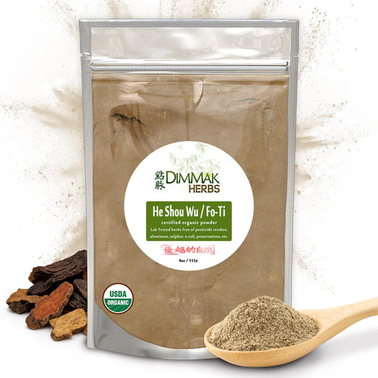 Polygonum Multiflorum He Shou Wu Powder (Fo-Ti Root)- Traditional Edible Black Bean Cured Tonic for Hair Thickness, Graying & Vitality- (4oz) For Hair Growth
