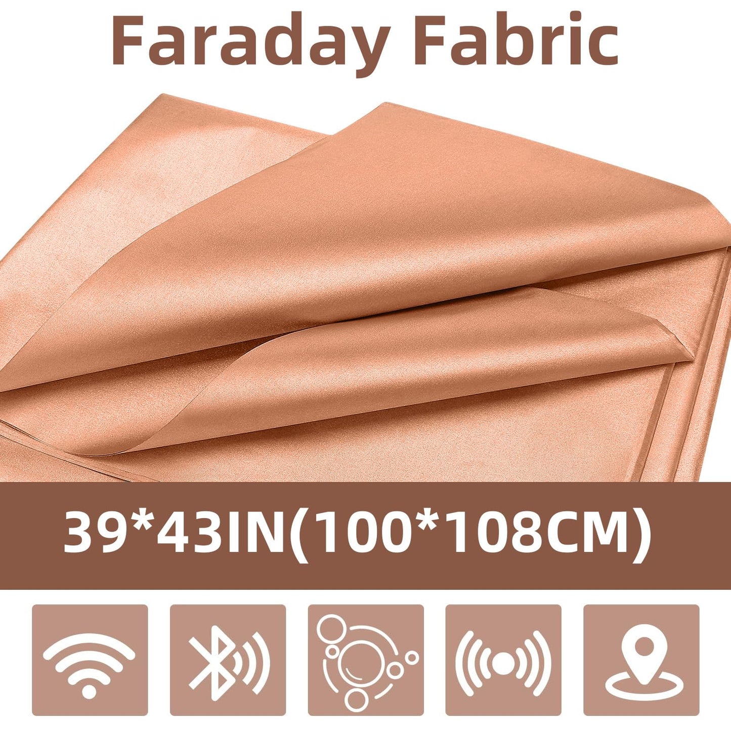 Amerthing Pure Copper Faraday Fabric RF & LF Electromagnetic Fields Gold Color Blocking Fabric 1 Meter (39"x43" inch)