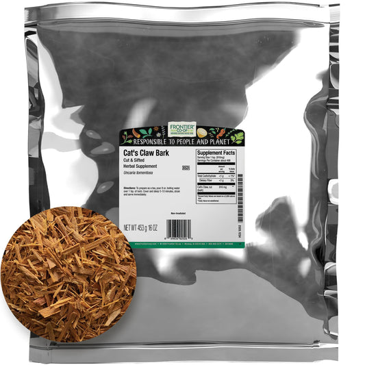 Frontier Co-op Cat's Claw Bark, 1lb Bulk Bag, Cut and Sifted - 100% Pure & Natural Cat Claw Herb, Ideal for Teas, Tinctures, and Herbal Uses, Kosher