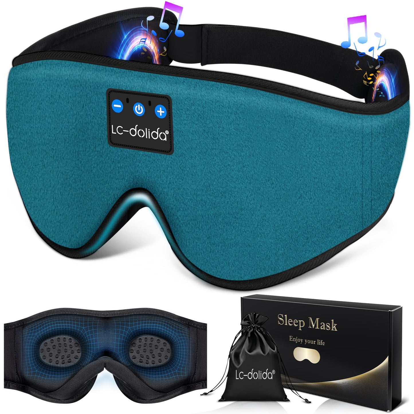 Lucid Dreaming Sleep Headphones, 3D Sleep Mask Bluetooth Wireless Music Eye Mask, Sleeping Headphones for Side Sleepers Sleep Mask with Bluetooth Headphones Ultra-Thin Stereo Speakers Perfect for Sleeping