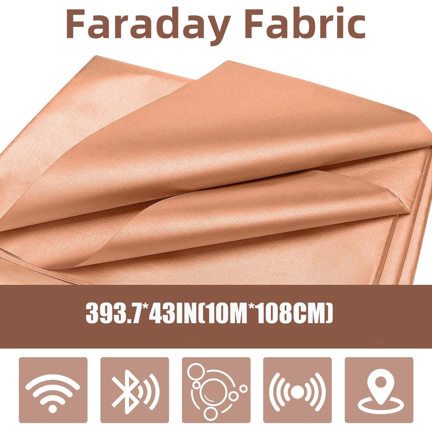 Amerthing Pure Copper Faraday Fabric RF & LF Electromagnetic Fields Gold Color Blocking Fabric 1 Meter (39"x43" inch)