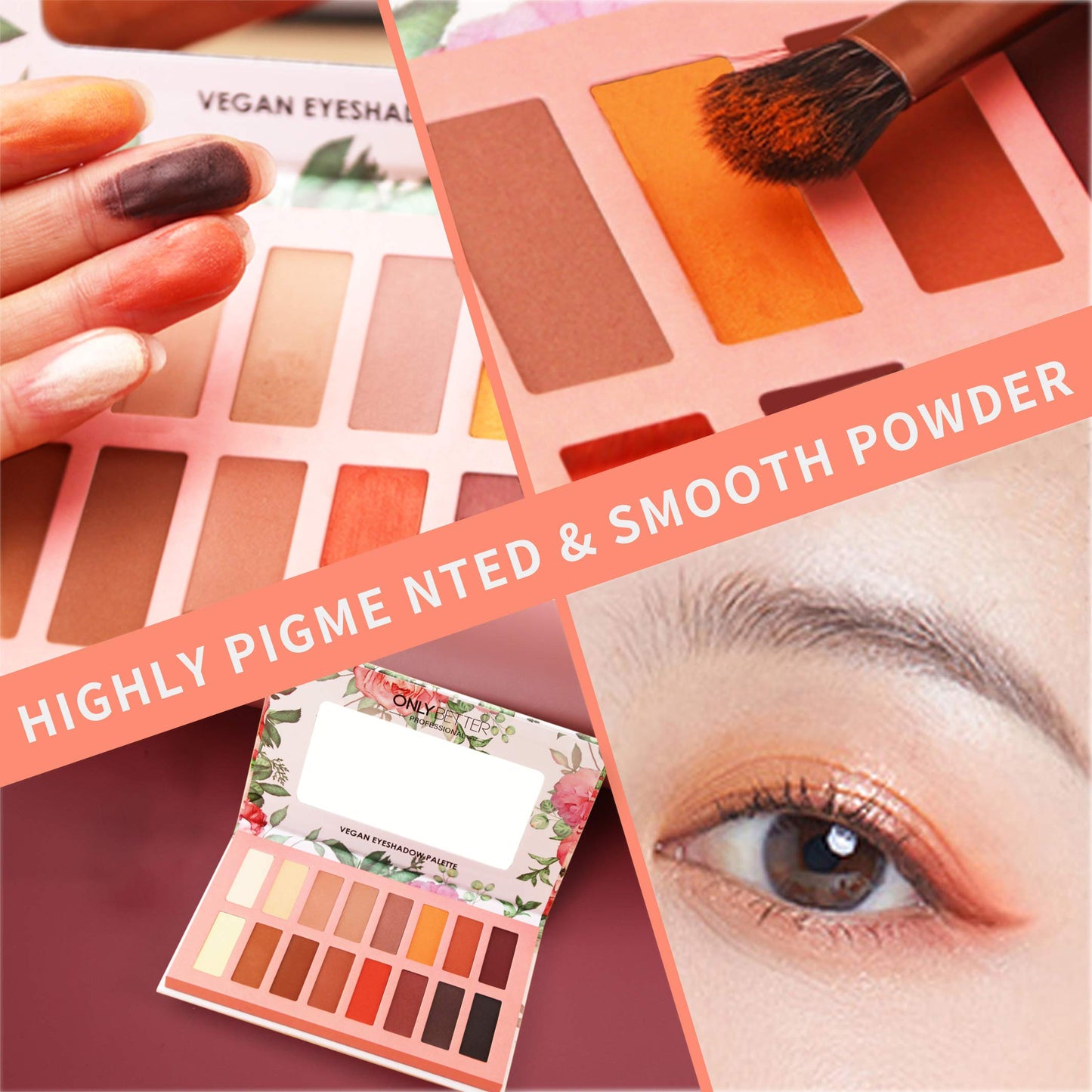 ORGANIC MAKEUP 💄 ONLYBETTER Vegan Eyeshadow Palette, Nude Eyeshadow Palette, 16 Shades Organic Eyeshadow palette high pigmented eyeshadow palette Colorful Eyeshadow Palette Long Lasting Nude Eyeshadow Shimmer Palette