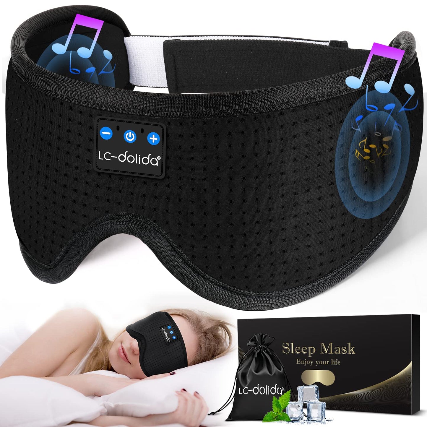 Lucid Dreaming Sleep Headphones, 3D Sleep Mask Bluetooth Wireless Music Eye Mask, Sleeping Headphones for Side Sleepers Sleep Mask with Bluetooth Headphones Ultra-Thin Stereo Speakers Perfect for Sleeping