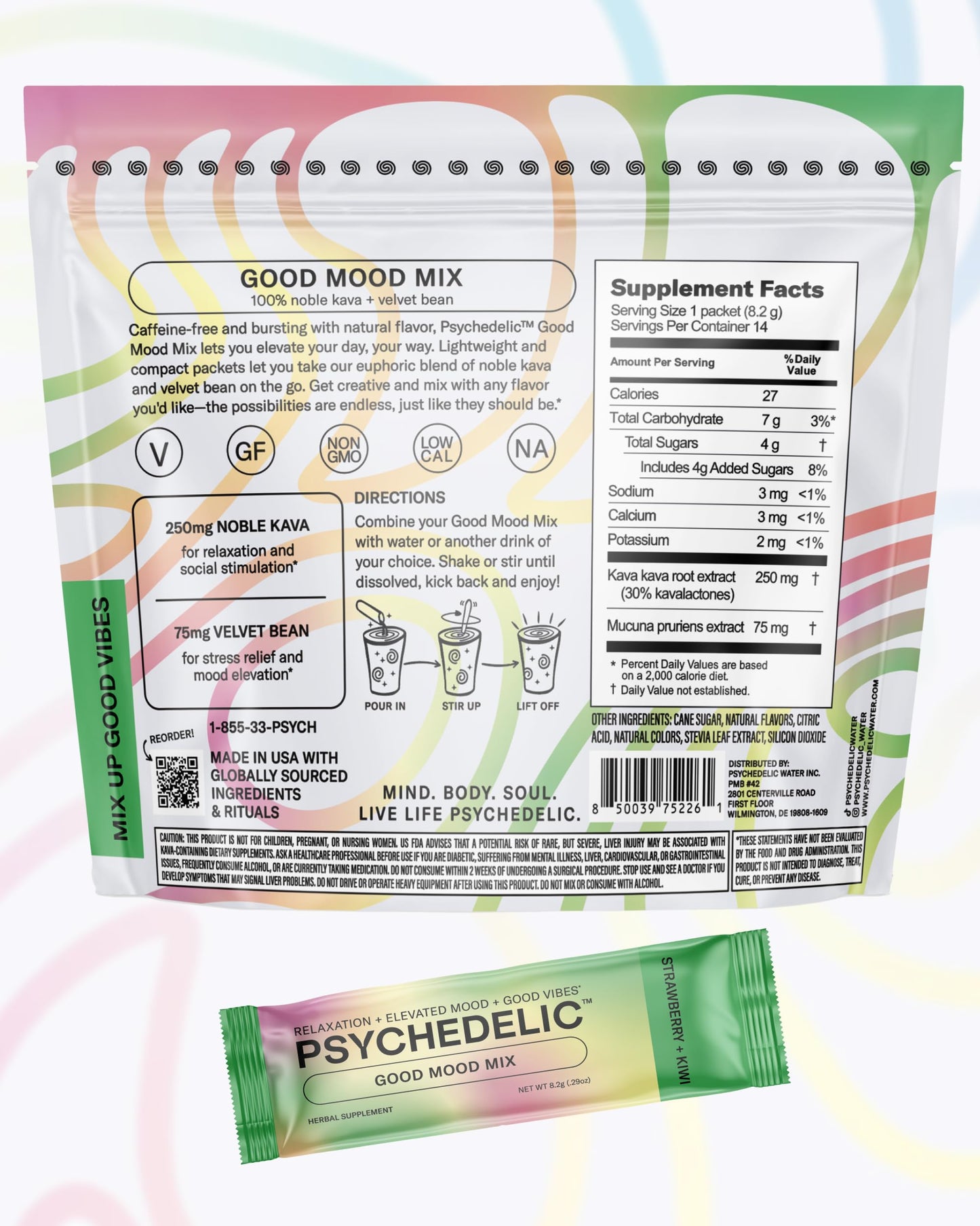 Easy Alcohol Alternative with Buzz - Calming Kava Drink Mix (14x5.5g) Flavored Kava Powder - Calming Drink Powder Packets - Easy Open Single Serving Drinks - 14 Calm Packets - Grape