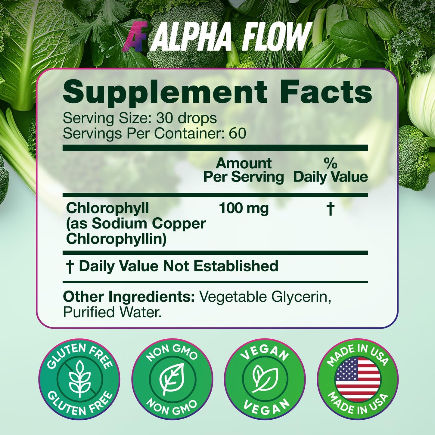 [2 Pack] Chlorophyll Liquid Drops 6000MG – Natural Liquid Chlorophyll Drops for Detox, Energy, Skin – Internal Deodorant – Vegan Chlorophyll Liquid Drops for Kids & Adults – US-made, Non-GMO - 4 Fl Oz