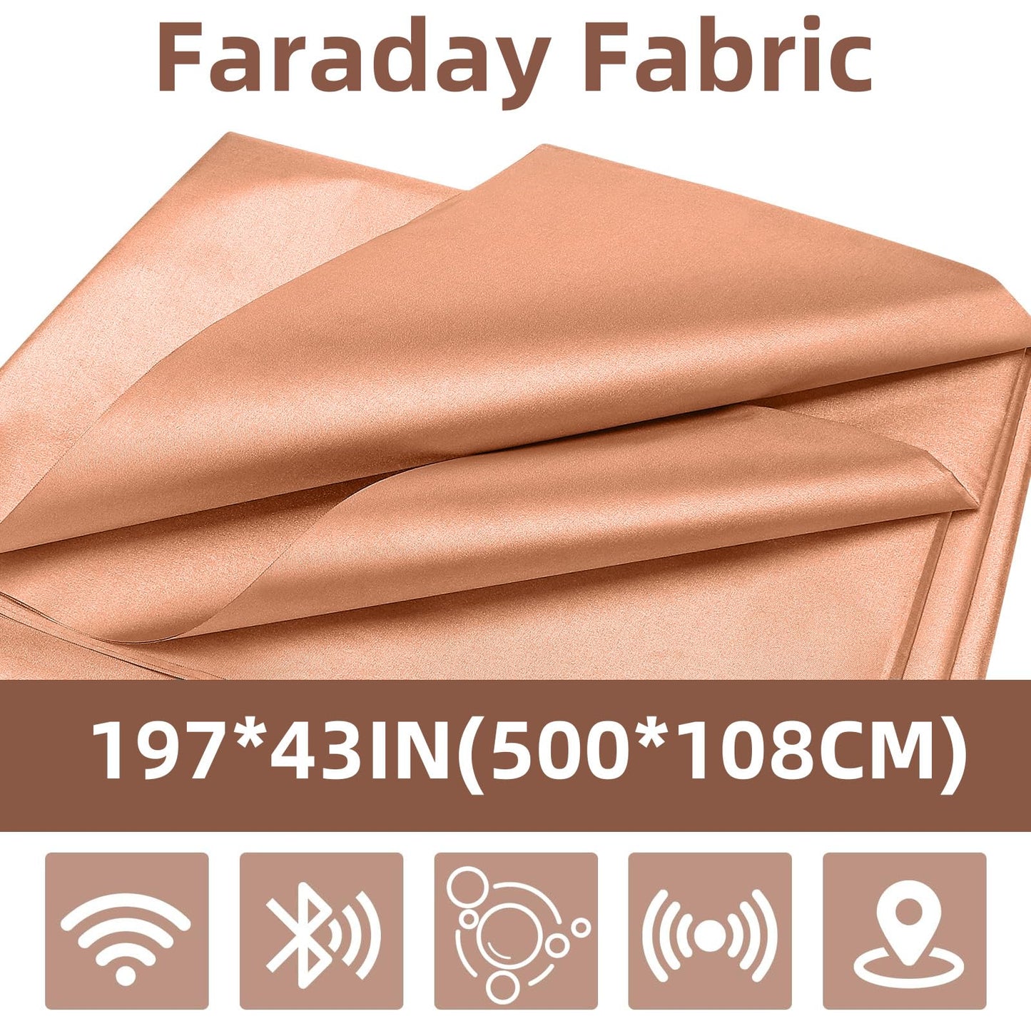 Amerthing Pure Copper Faraday Fabric RF & LF Electromagnetic Fields Gold Color Blocking Fabric 1 Meter (39"x43" inch)